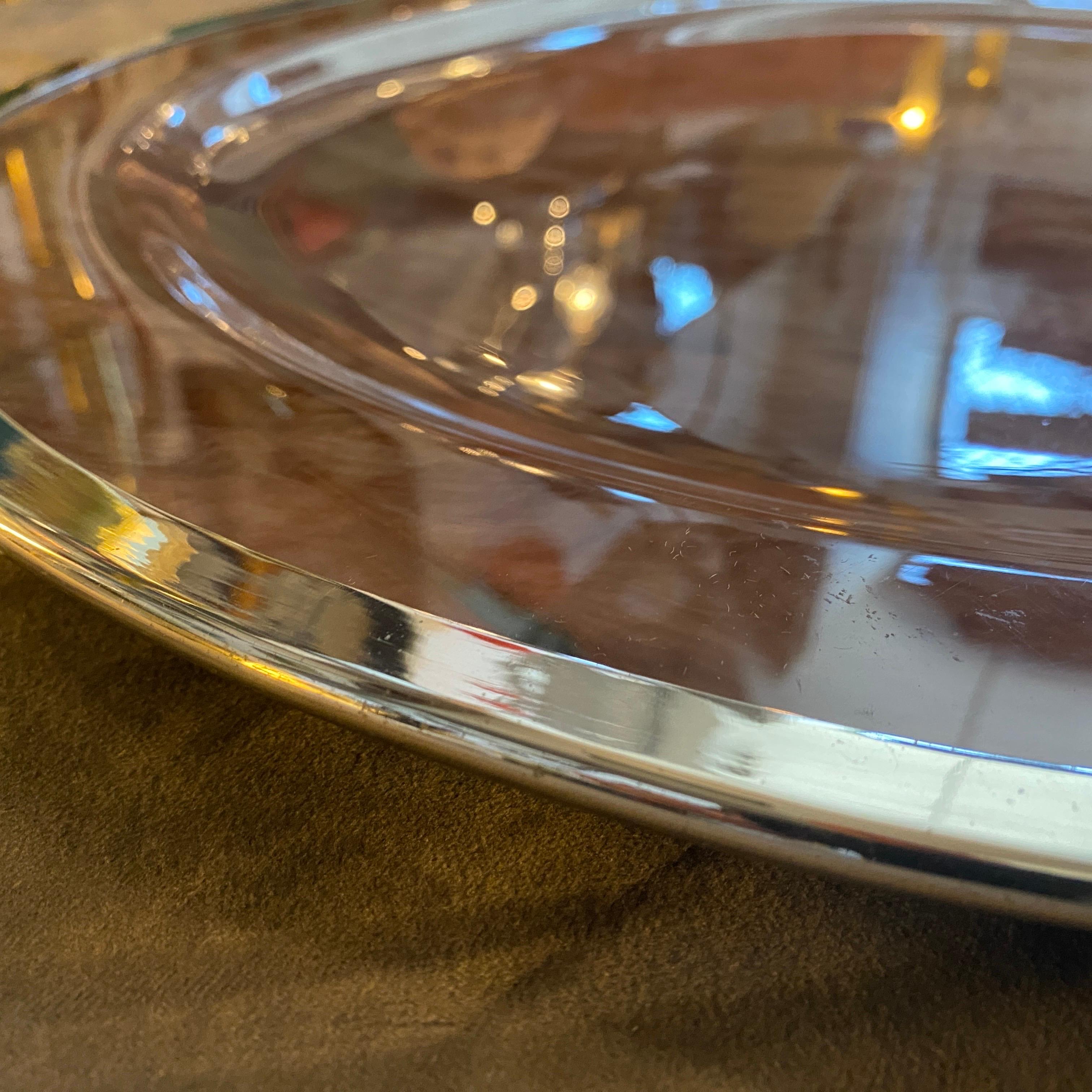 1980s Modernist Lucite and Silver Plated Oval Tray by B & B Genova For Sale 5