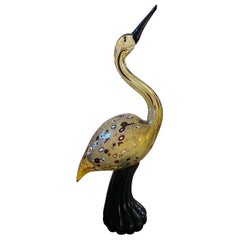 1980s Modernist Murano Glass Flamingo Sculpture by Luigi Mellara