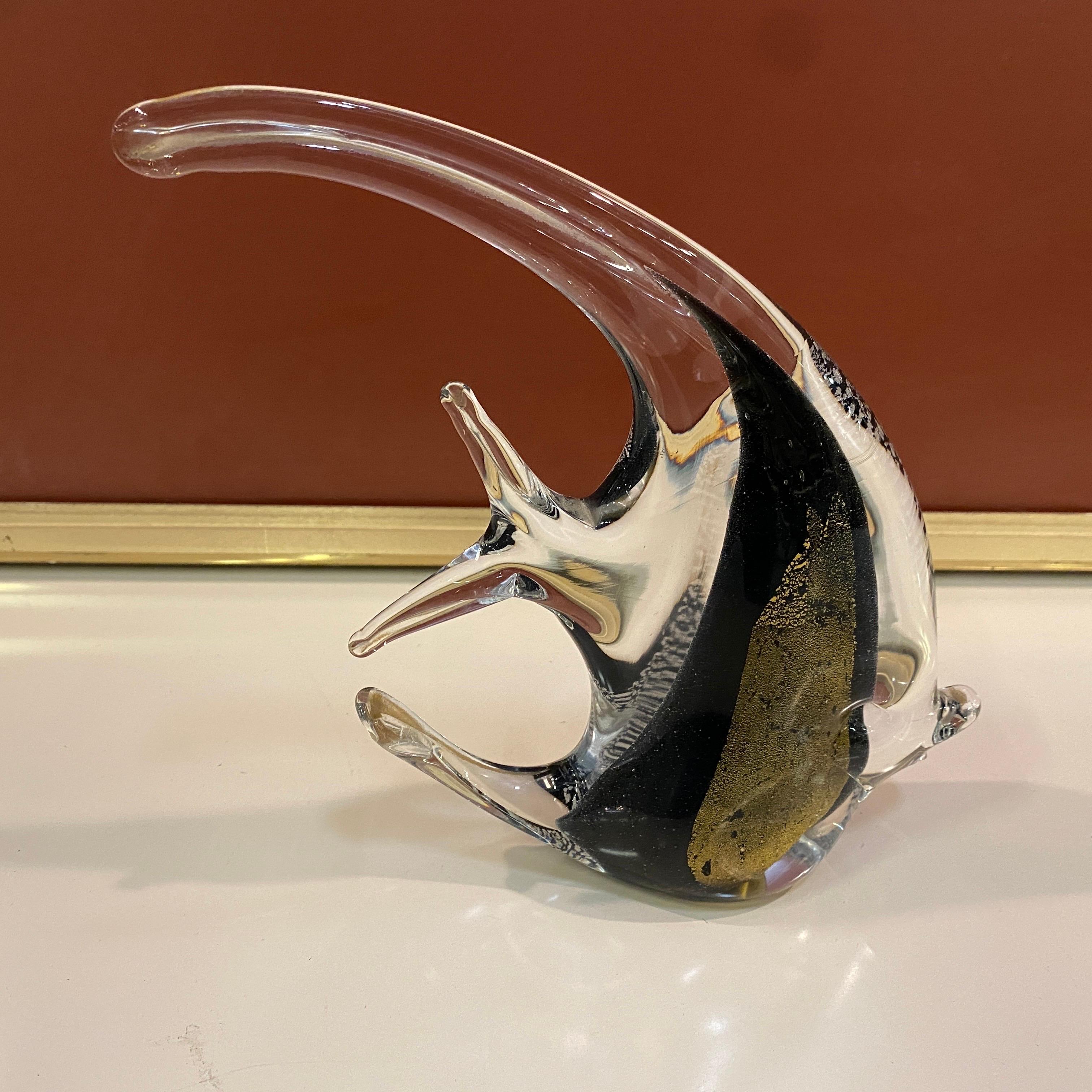 1980s Modernist Murano Glass Sculpture of Tropical Fish by Seguso For Sale 4