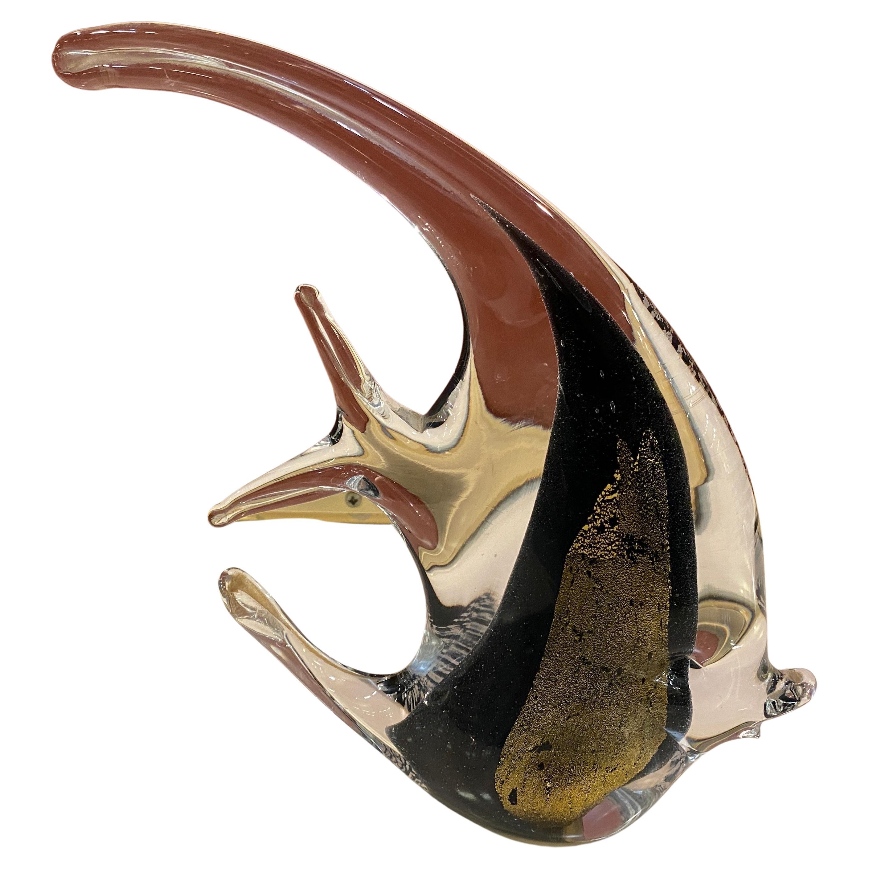 1980s Modernist Murano Glass Sculpture of Tropical Fish by Seguso For Sale