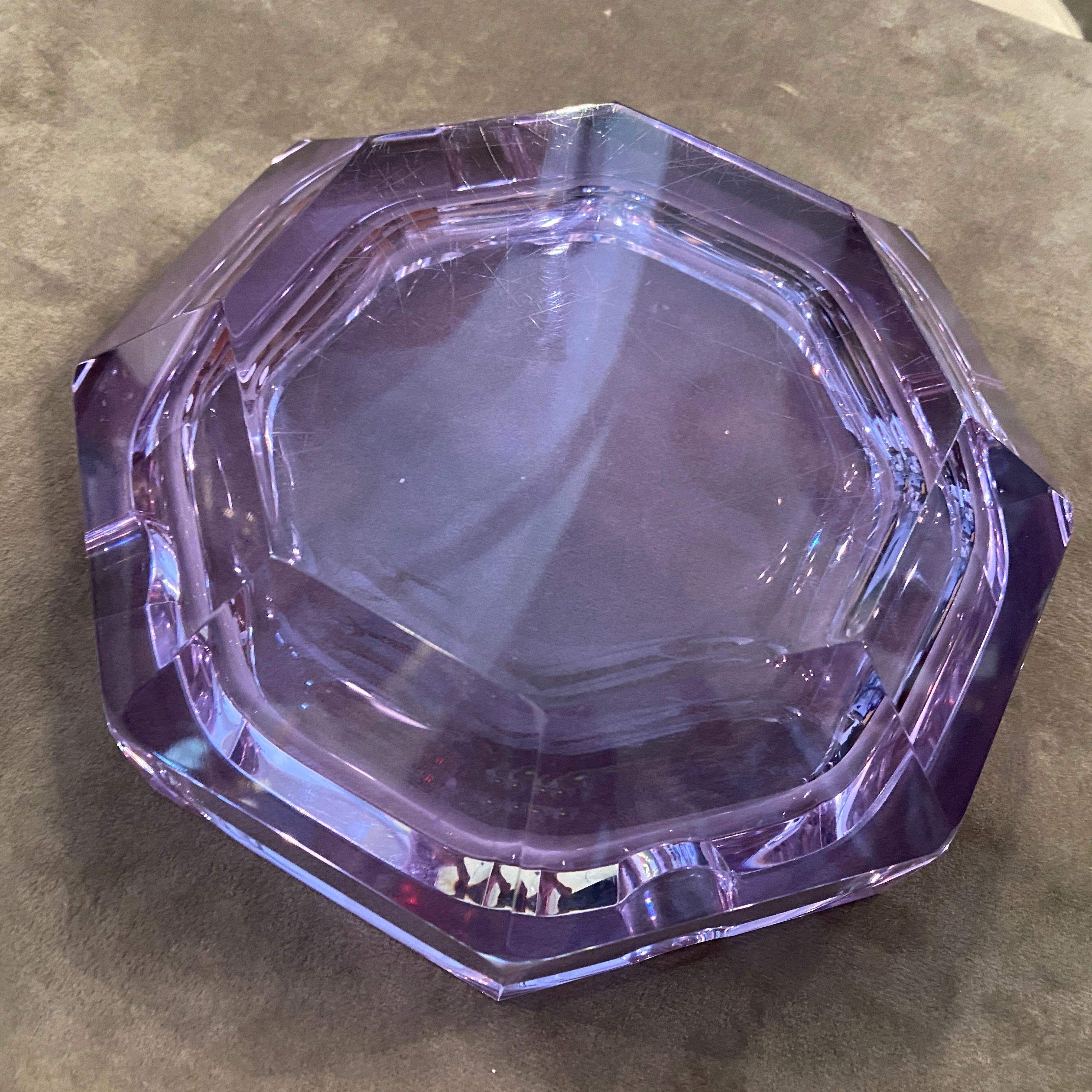 1980s Modernist Purple Murano Glass Hexagonal Ashtray In Good Condition In Aci Castello, IT