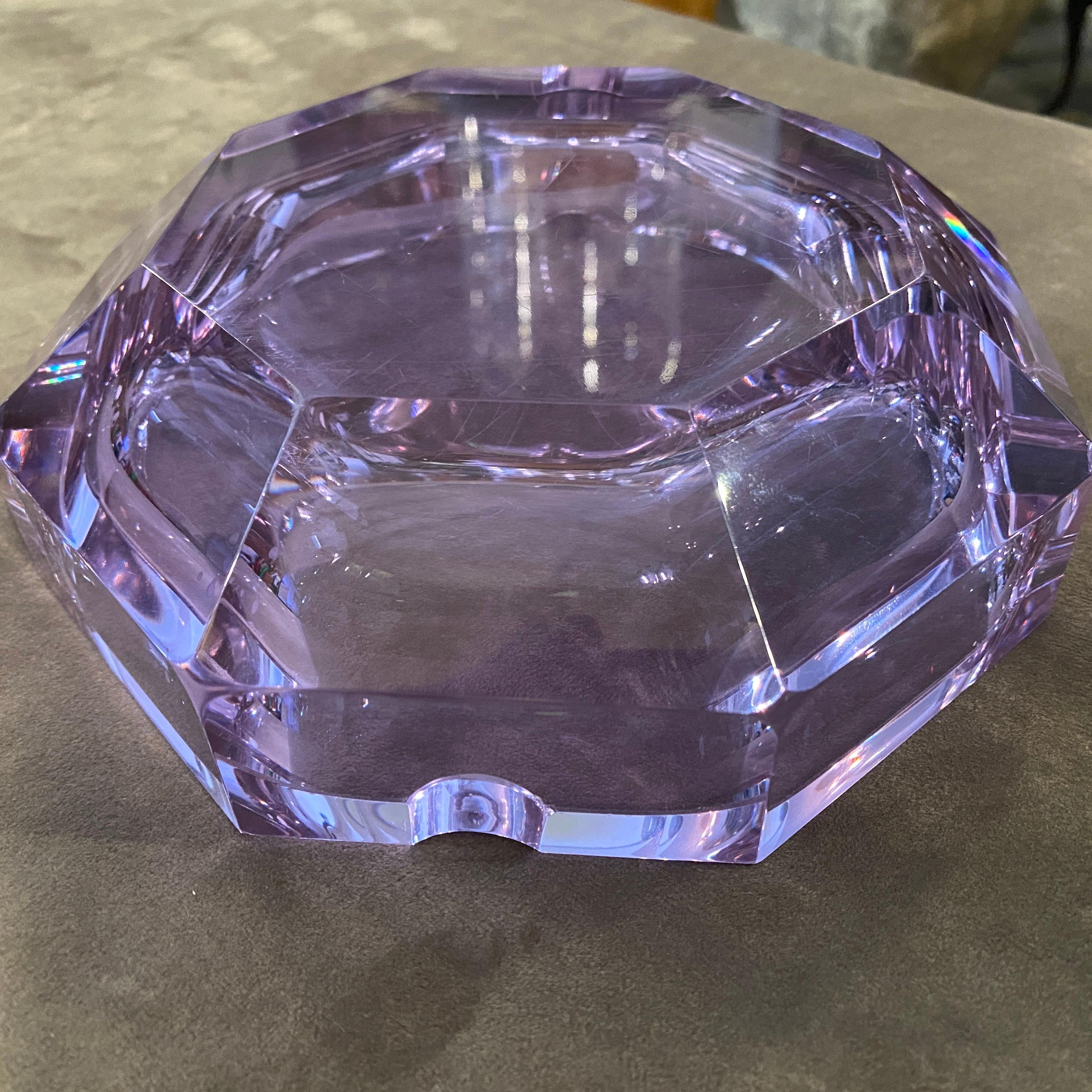 20th Century 1980s Modernist Purple Murano Glass Hexagonal Ashtray