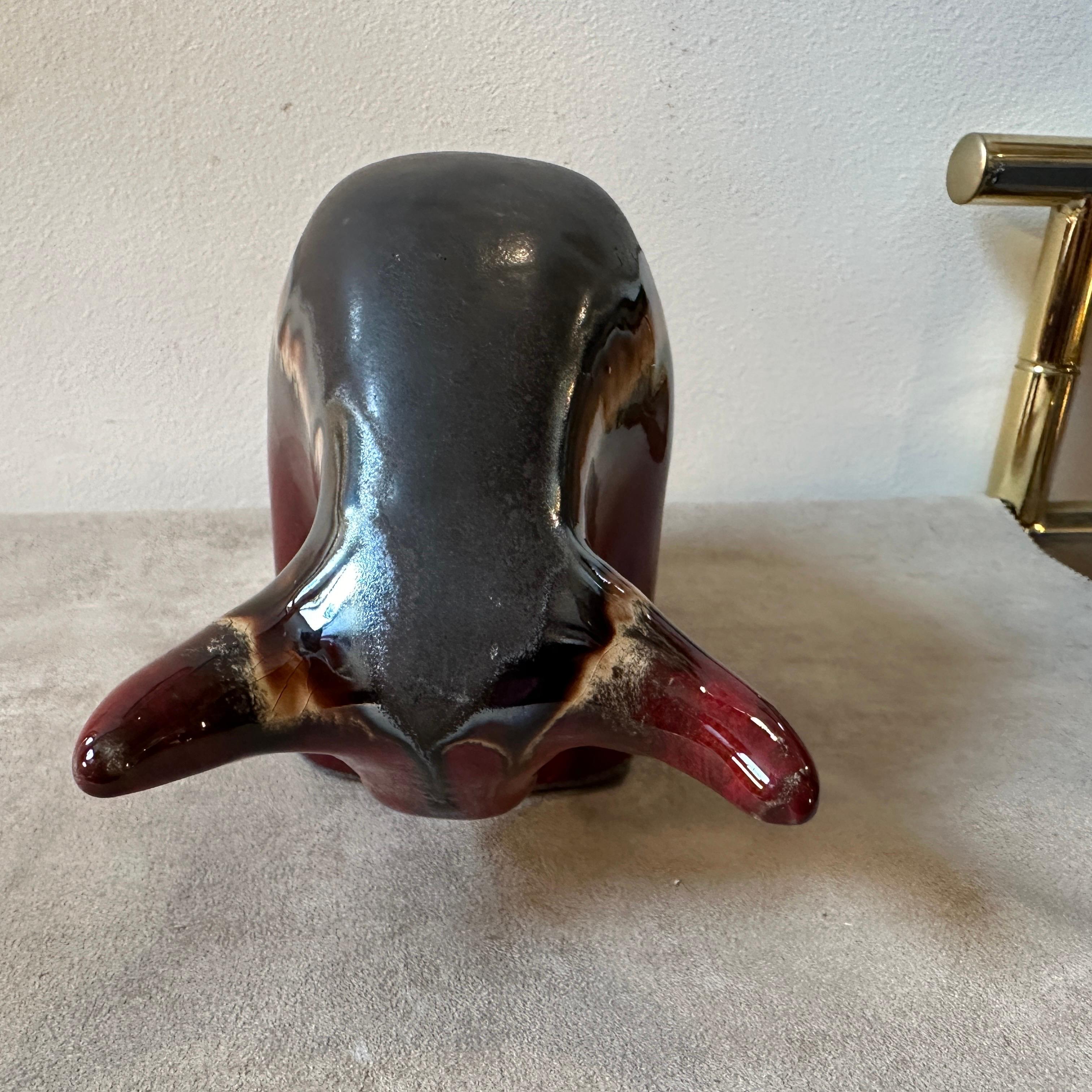 1980s Modernist Red and Black Fat Lava Ceramic Bull by Otto Keramik In Good Condition In Aci Castello, IT