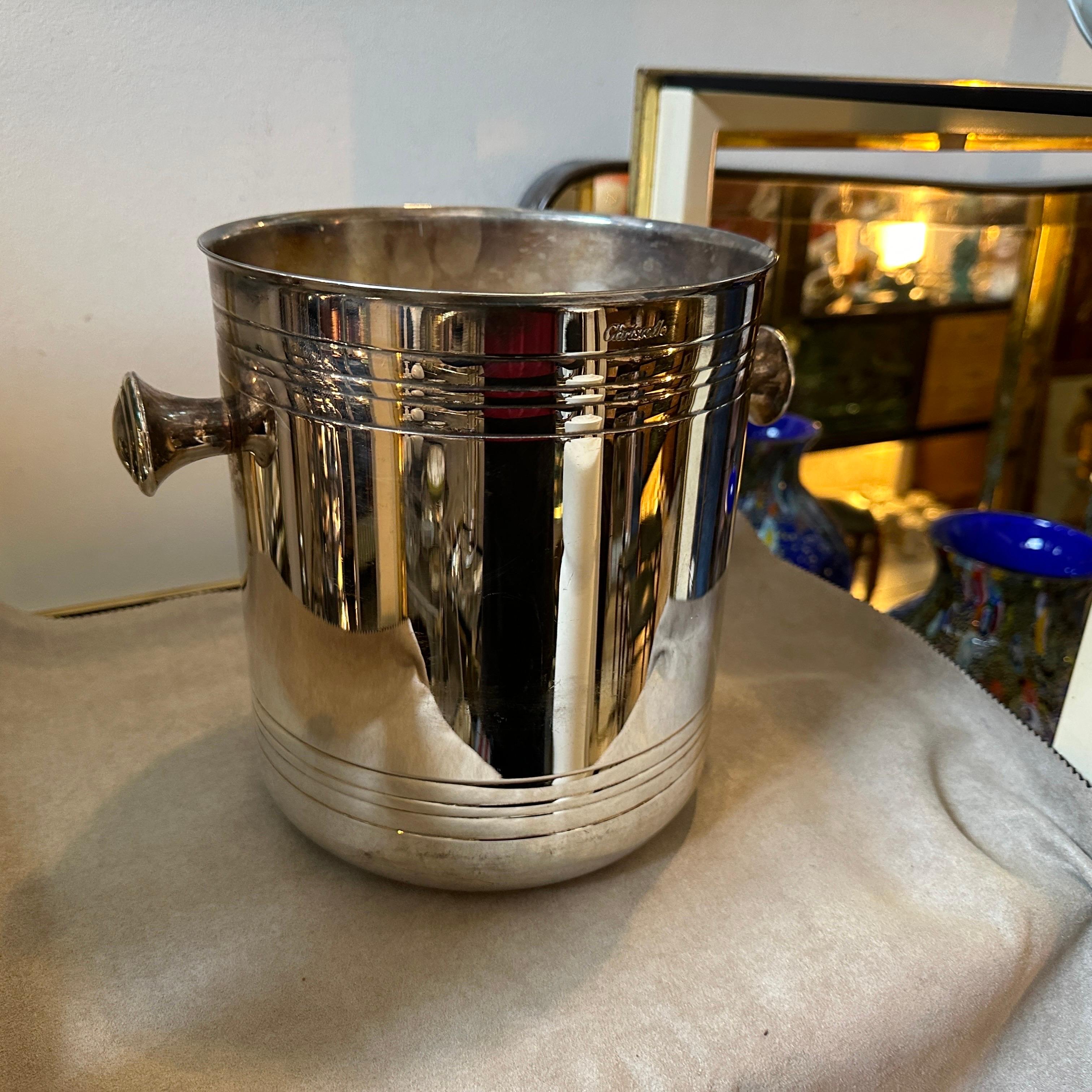 1980s Modernist Silver Plated French Wine Cooler by Christofle For Sale 2
