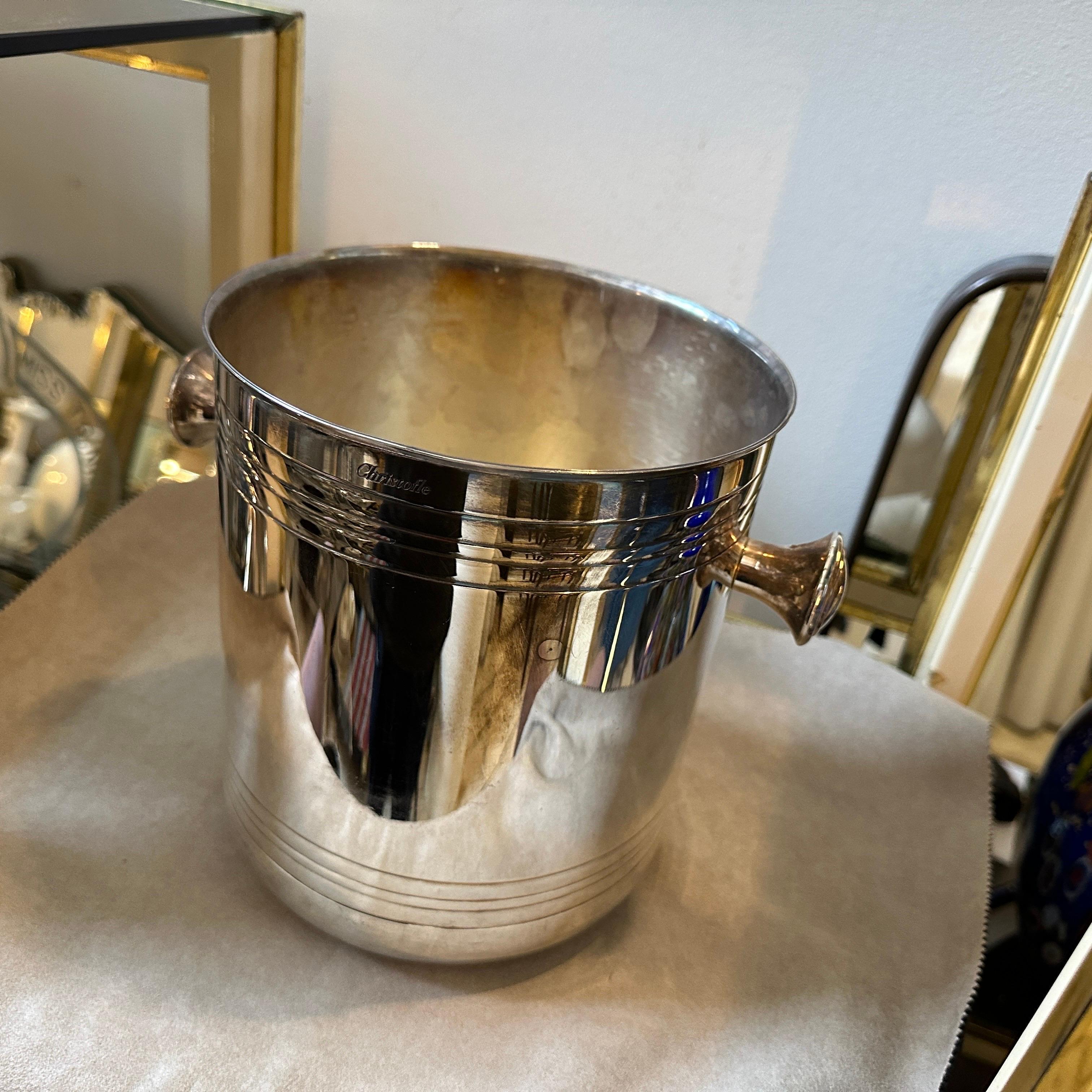 1980s Modernist Silver Plated French Wine Cooler by Christofle For Sale 5