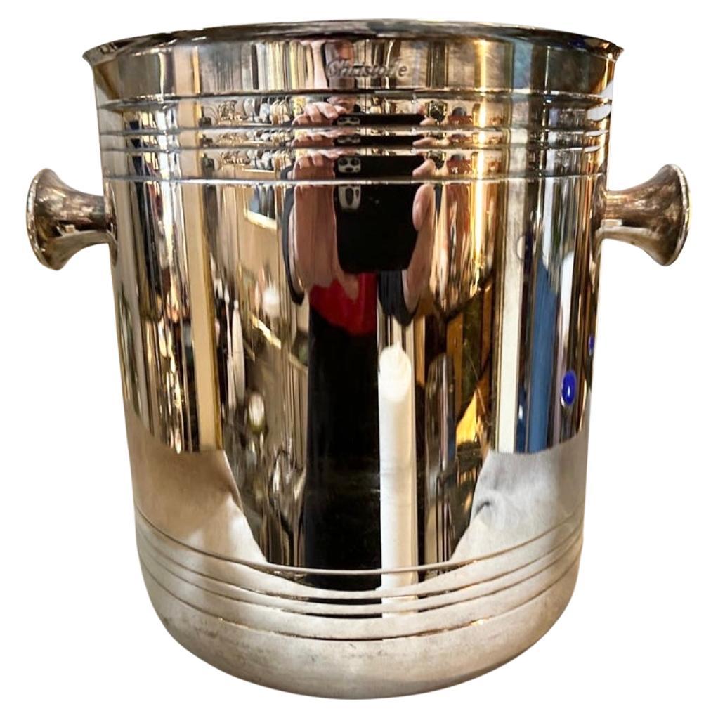 1980s Modernist Silver Plated French Wine Cooler by Christofle
