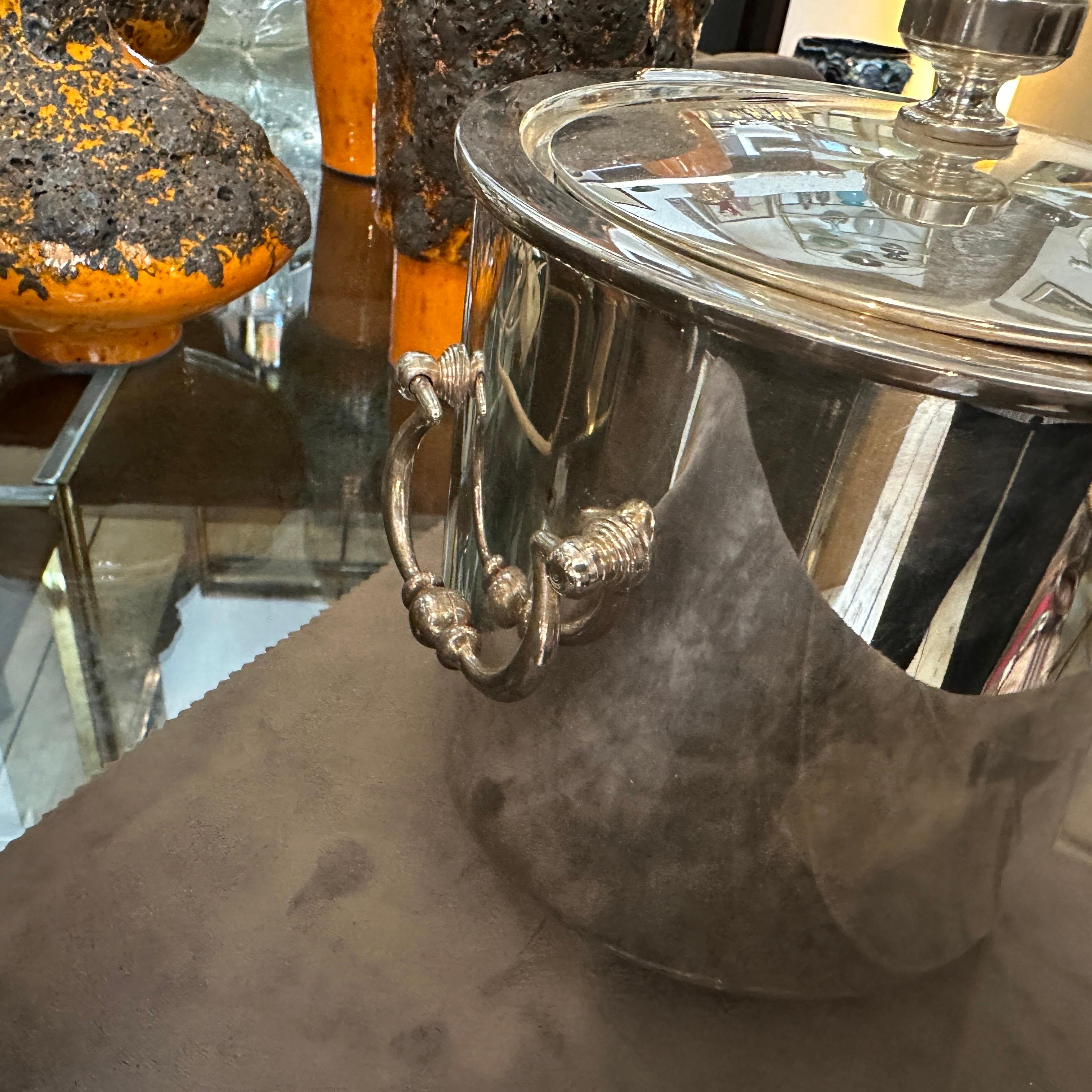 French 1980s Modernist Silver Plated Ice Bucket by Christofle For Sale