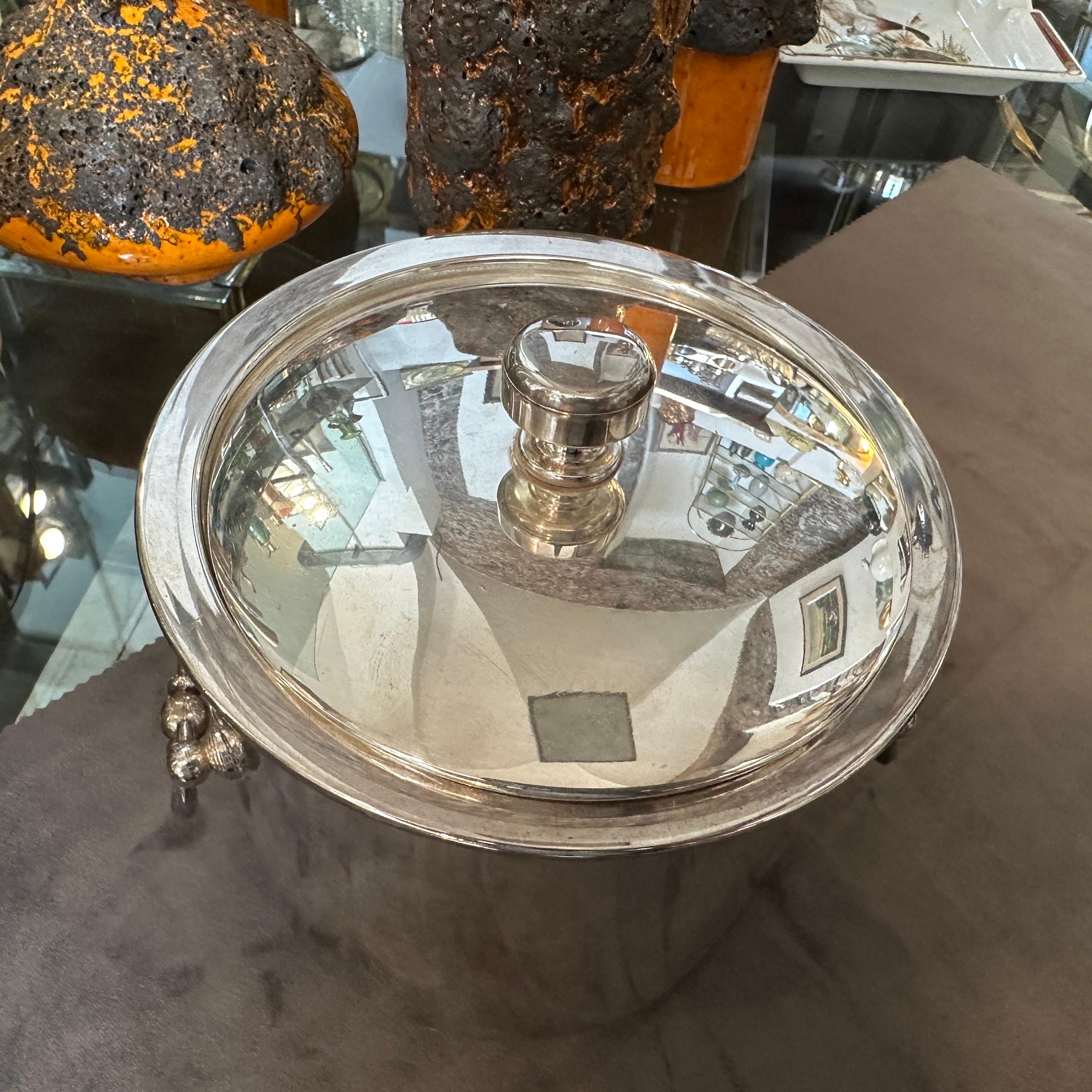 1980s Modernist Silver Plated Ice Bucket by Christofle In Good Condition For Sale In Aci Castello, IT