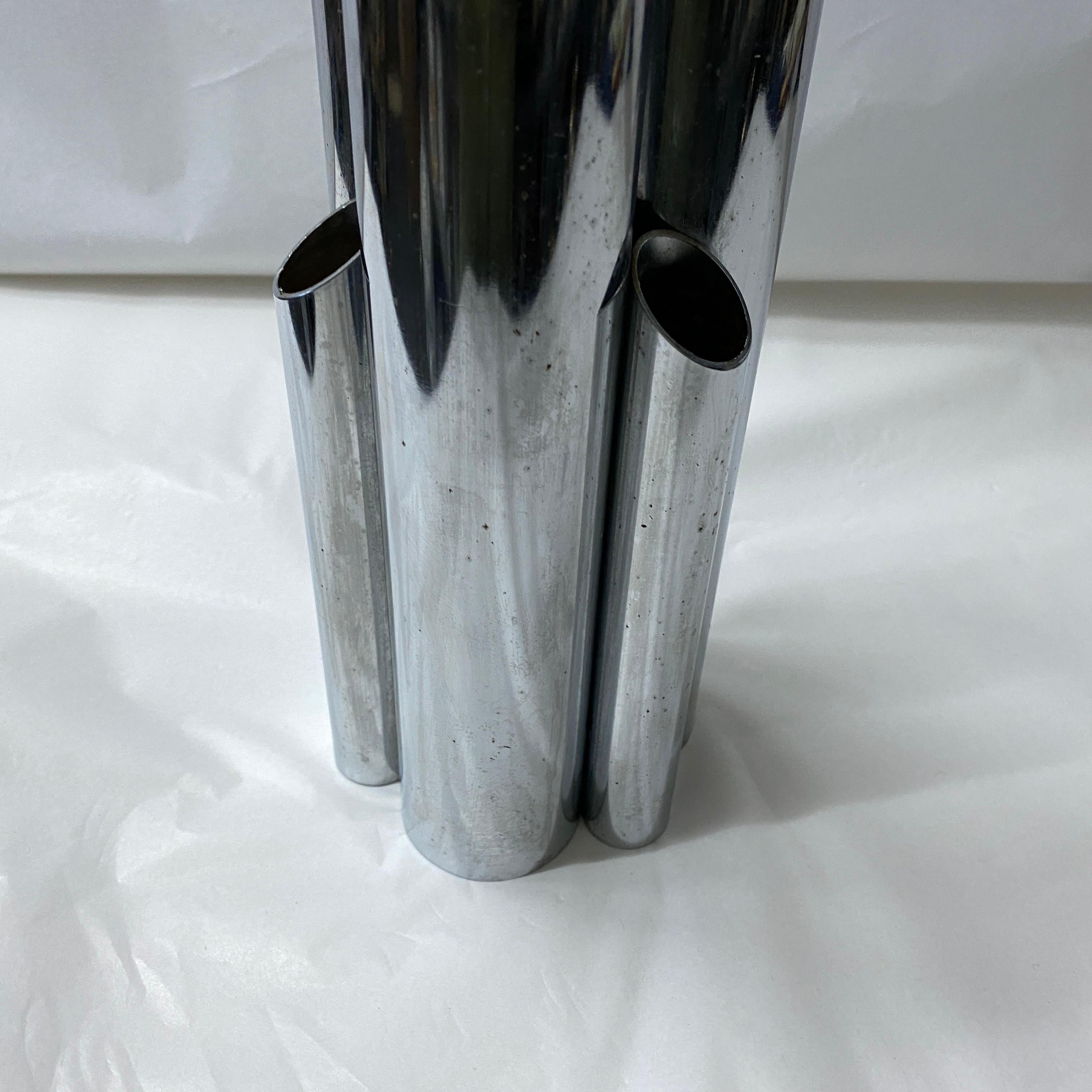 1980s Modernist Silver Plated Italian Multi Vase in the Manner of Giò Ponti For Sale 2