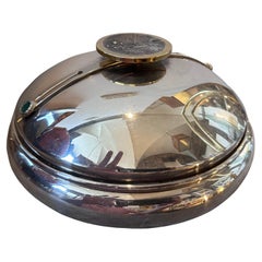 1980s Modernist Silver Plated Italian Round Box