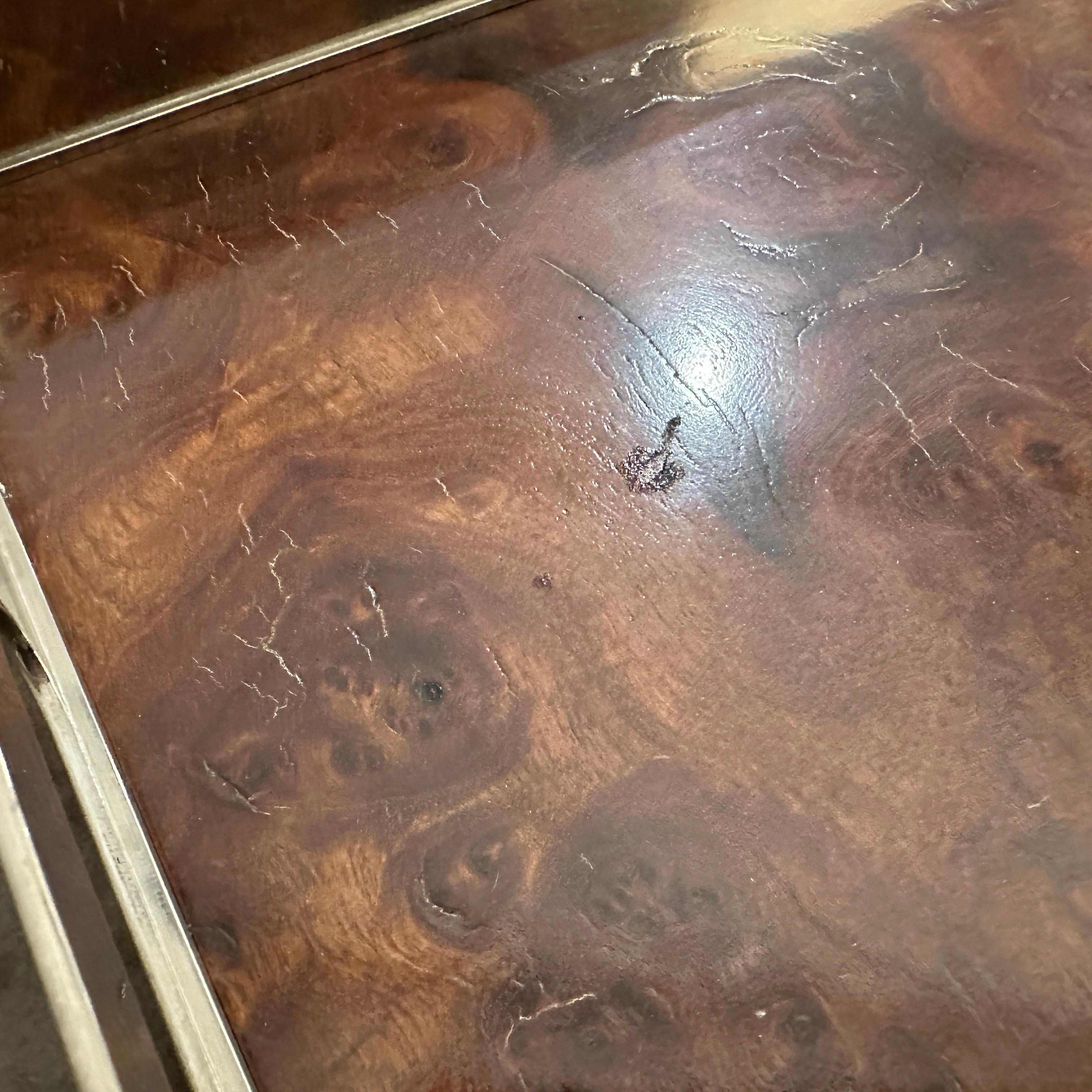 20th Century 1980s Modernist Thuya Wood and Silver Plated Italian Gallery Serving Tray