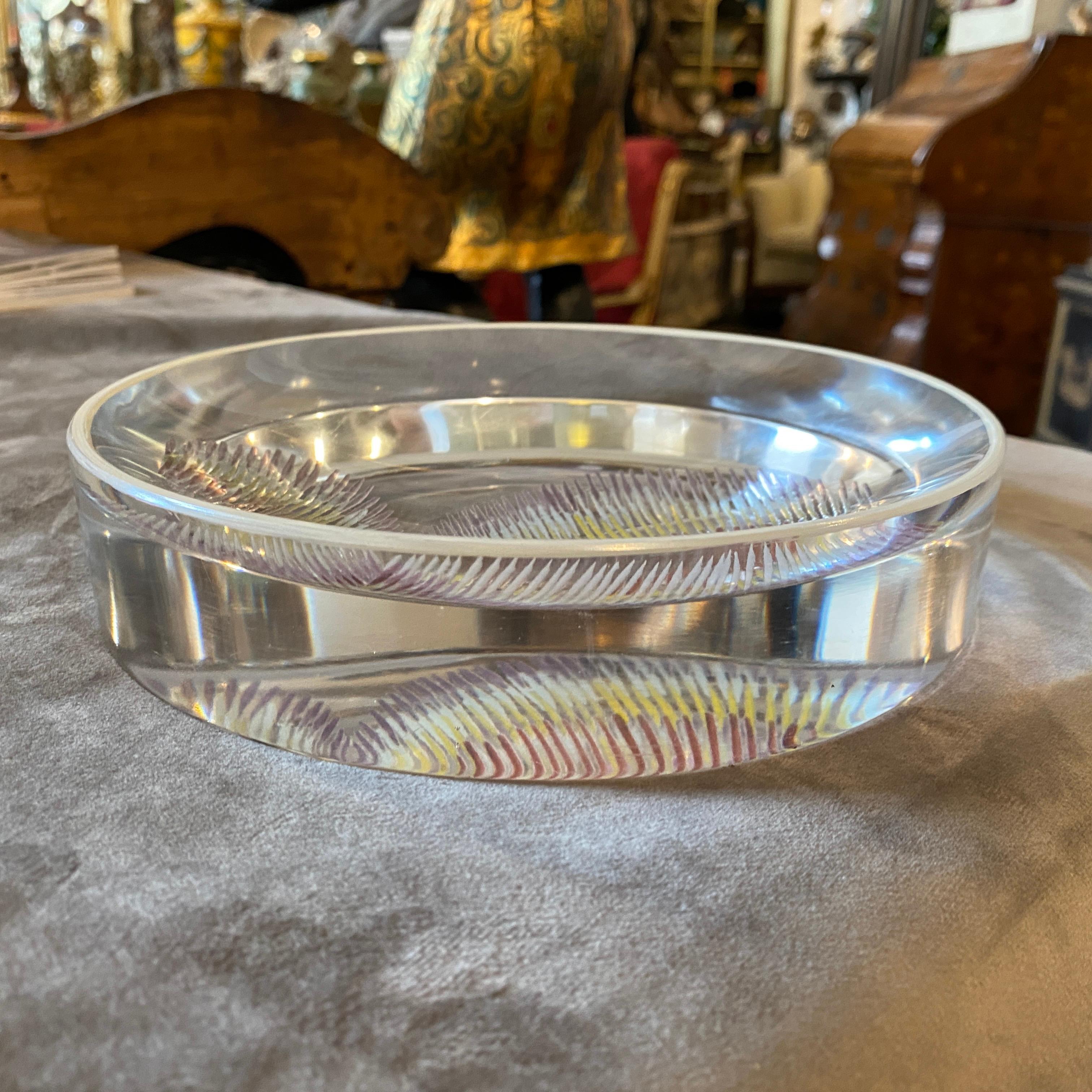 1980s Modernist Transparent Murano Glass Round Ashtray 1