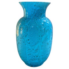 Vase moderniste en verre de Murano turquoise et noir des années 1980 par VeArt