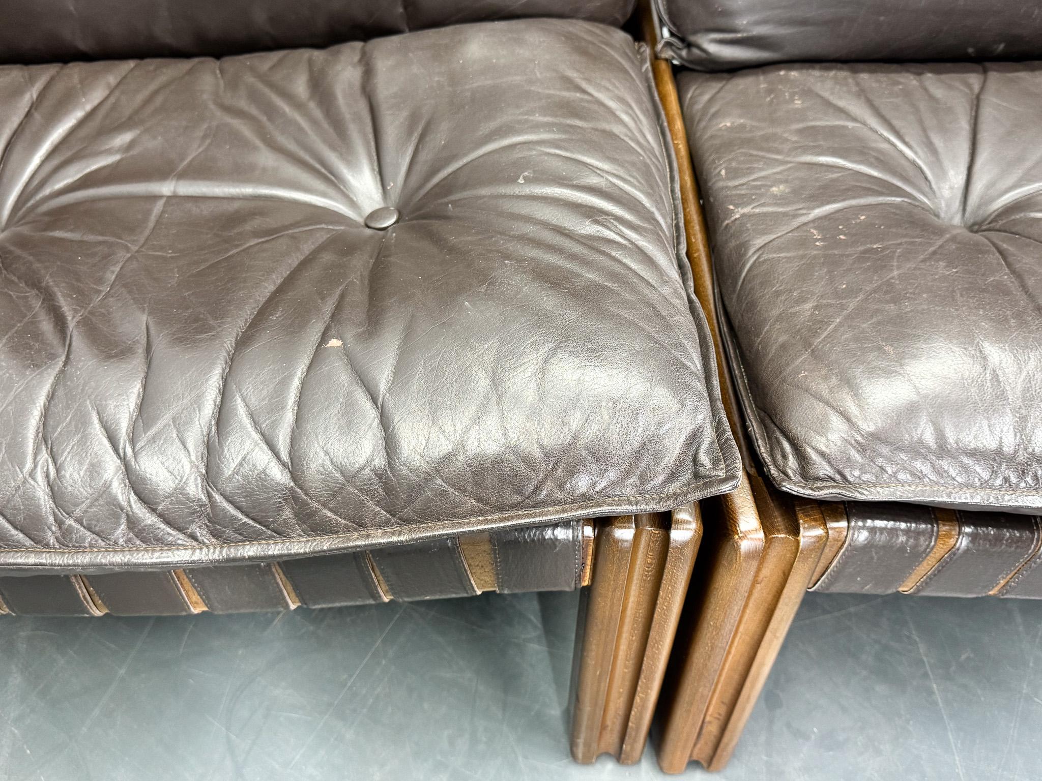 Sofá modular de cuero de los años 80 by TON, Checoslovaquia en venta 4