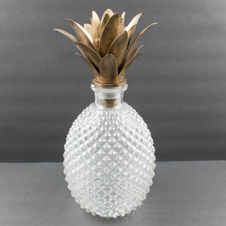1980s Molded Glass Pineapple Barware Bottle or Decanter at 1stDibs