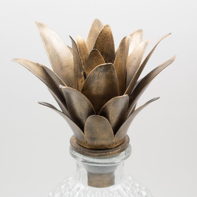 1980s Molded Glass Pineapple Barware Bottle or Decanter at 1stDibs