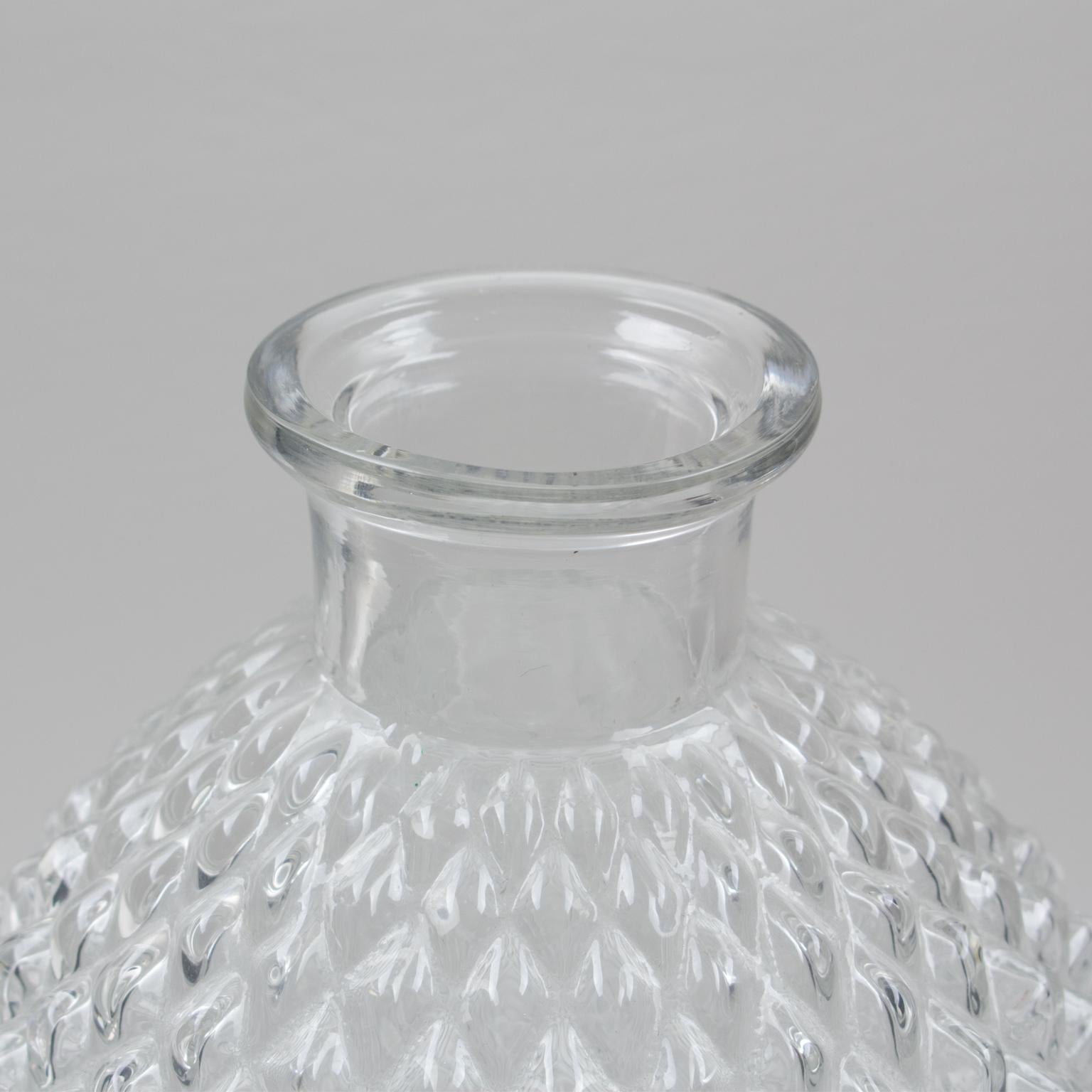 1980s Molded Glass Pineapple Barware Bottle or Decanter In Excellent Condition In Atlanta, GA