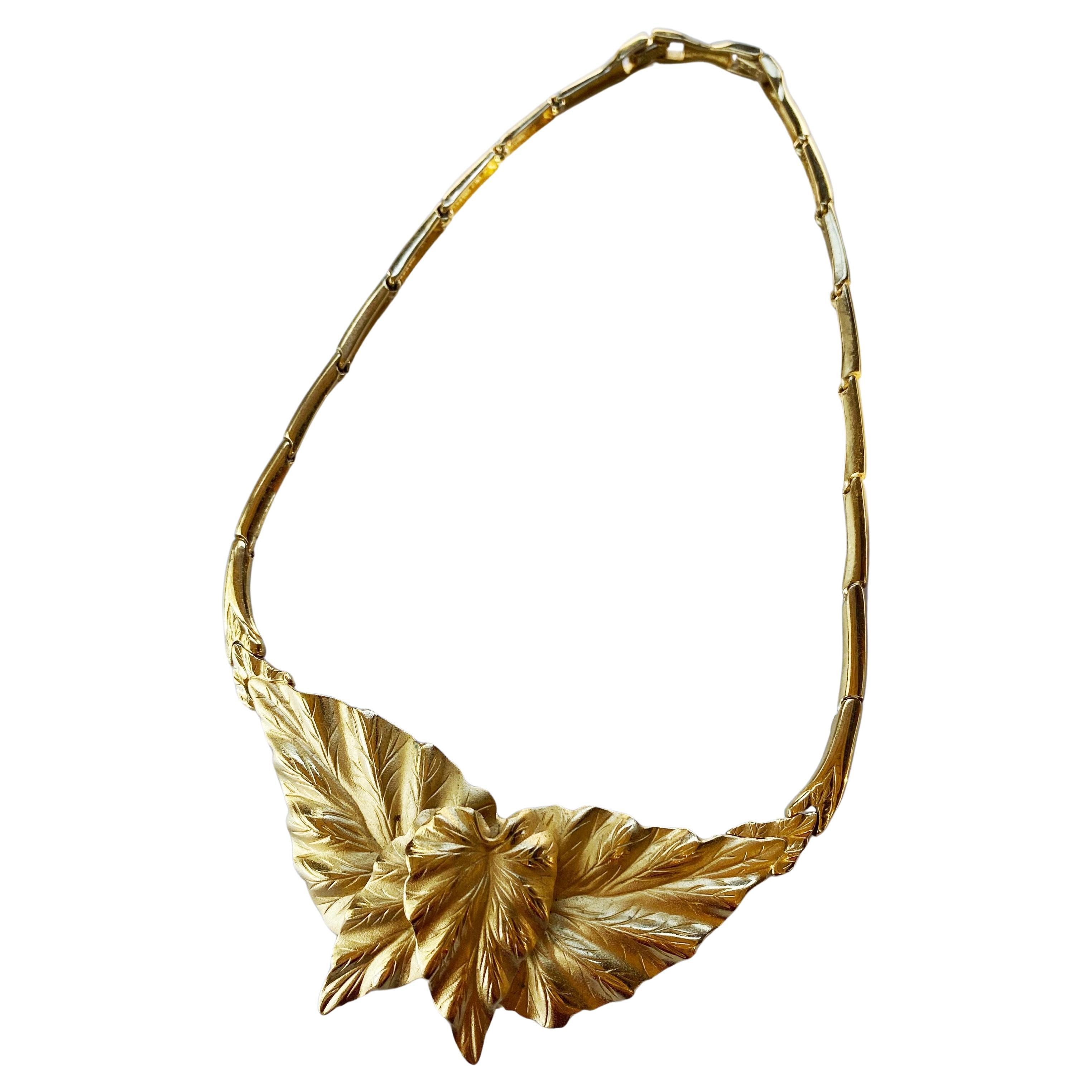 1980s Monet Leaf Necklace