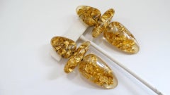 1980s Monies Gold Leaf Flake Lucite Earrings