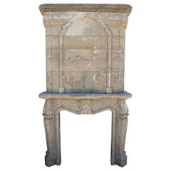 1980s Monumental Fireplace of Carved Stone in French Baroque Style
