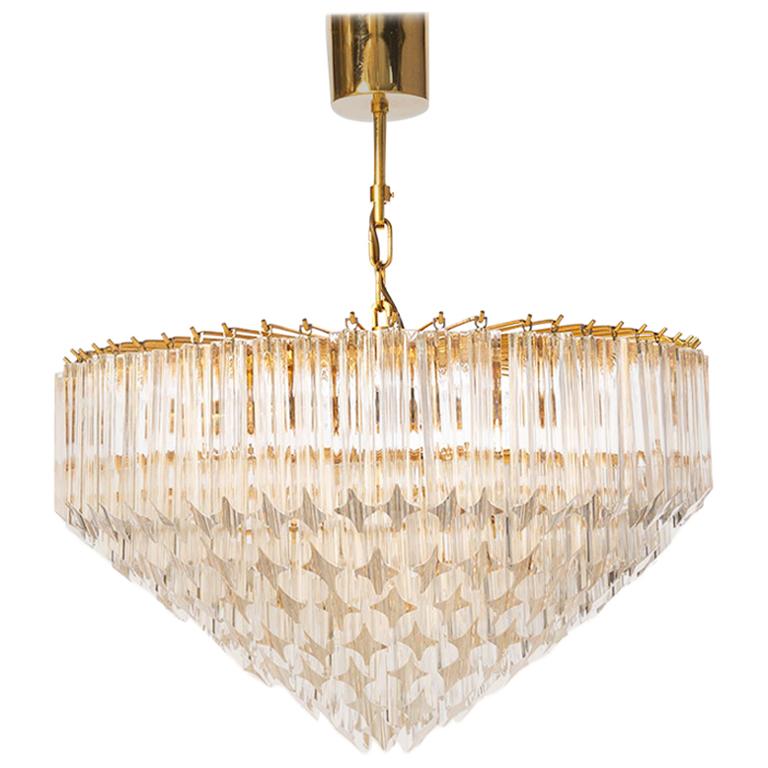 1980s Monumental Murano Glass Chandelier style of Venini For Sale