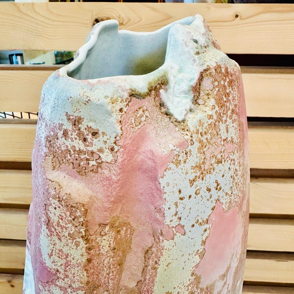 1980s Monumental Raku Pottery Floor Vase by Tony Evans 7