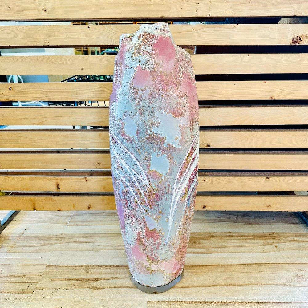 Organic Modern 1980s Monumental Raku Pottery Floor Vase by Tony Evans