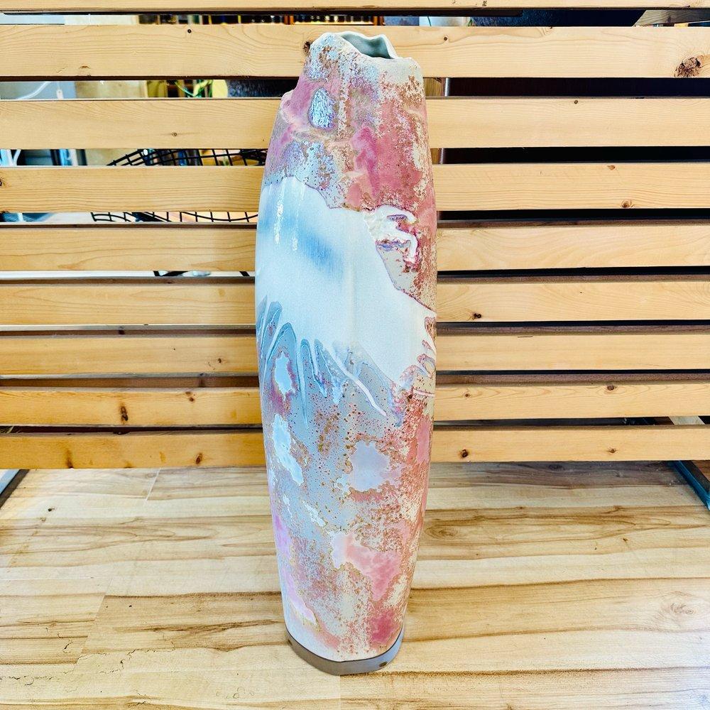 American 1980s Monumental Raku Pottery Floor Vase by Tony Evans