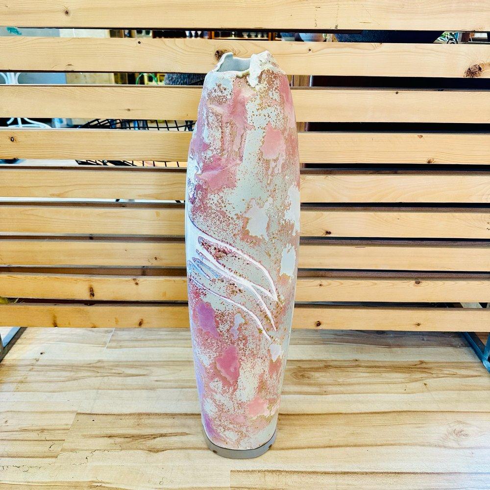 Glazed 1980s Monumental Raku Pottery Floor Vase by Tony Evans