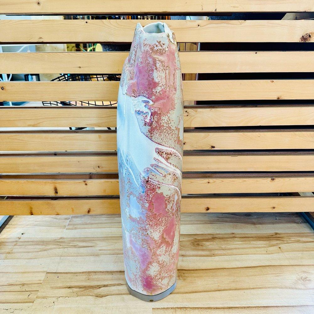 1980s Monumental Raku Pottery Floor Vase by Tony Evans 1