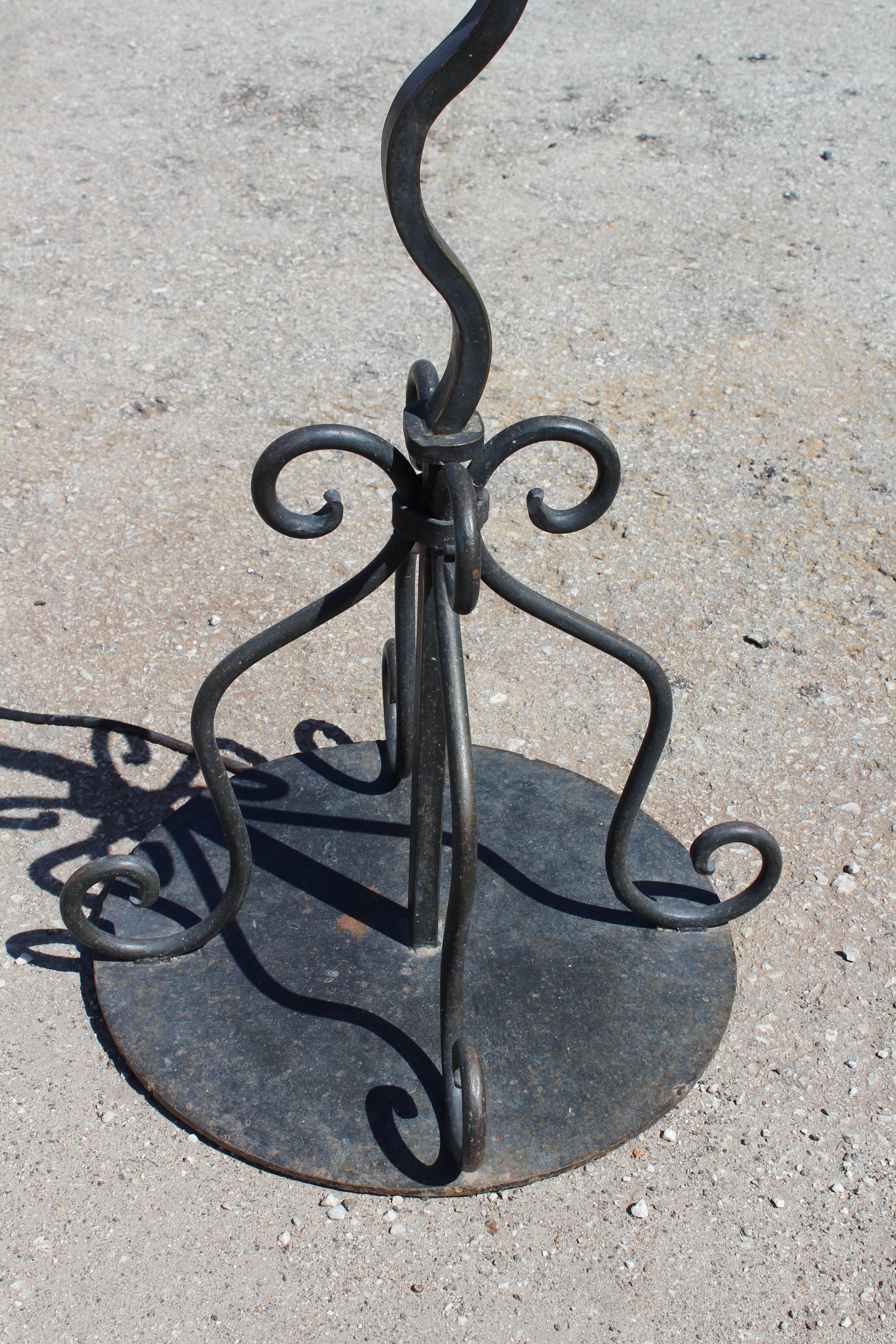 20th Century 1980s Moon and Fire Forged Iron Standing Lamp For Sale