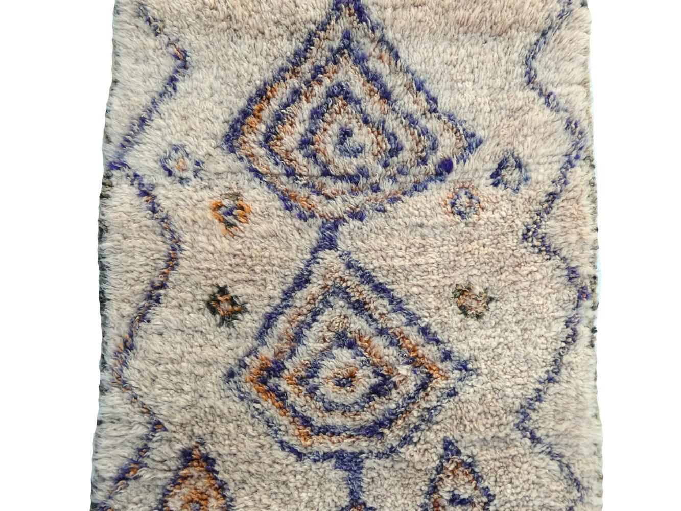 Mid-Century Modern 1980 Marocain Marmoucha Runner 2'5 x 6'5 en vente