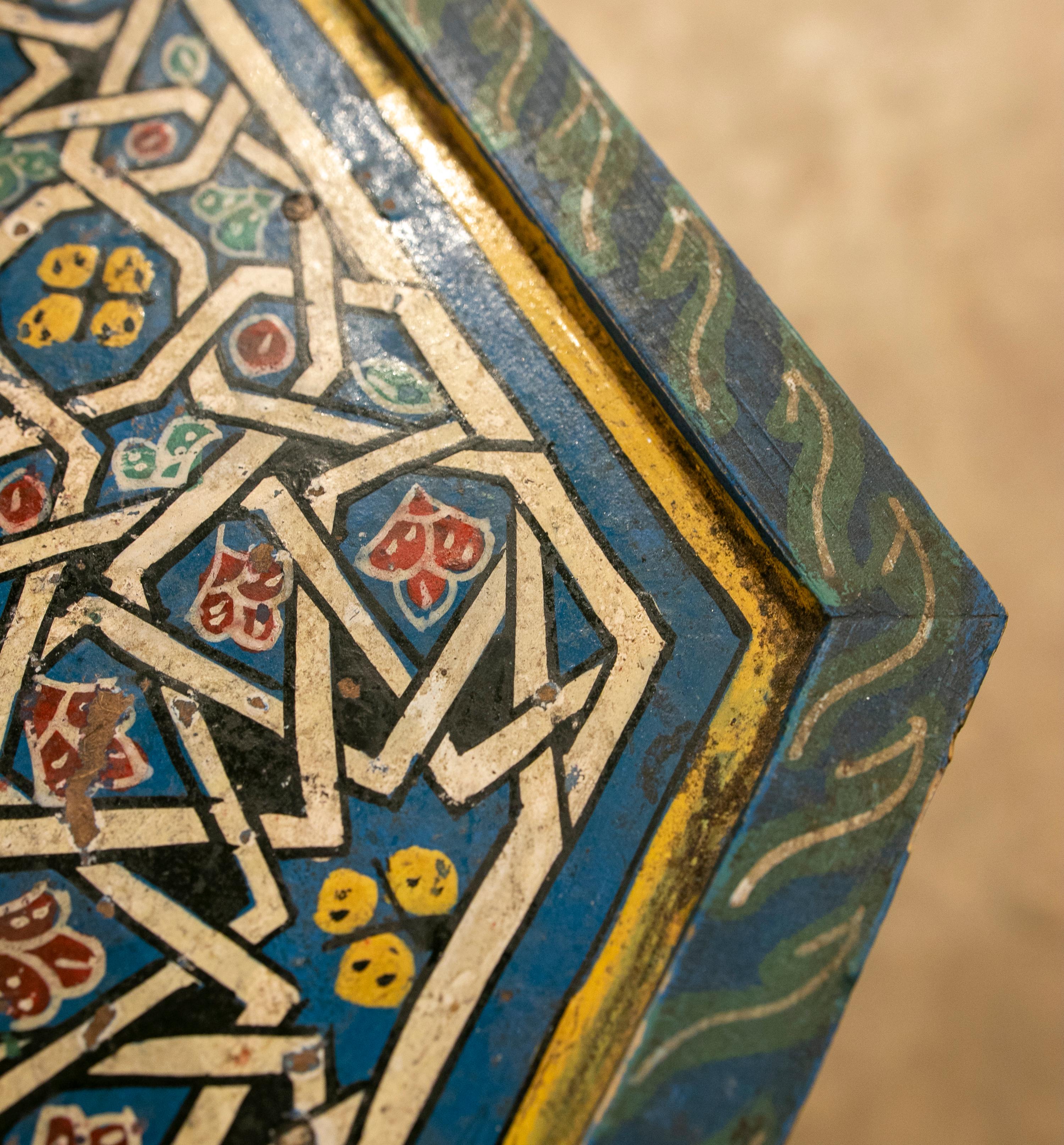 1980s Moroccan Octagonal Side Table in Polychromed Wood 6