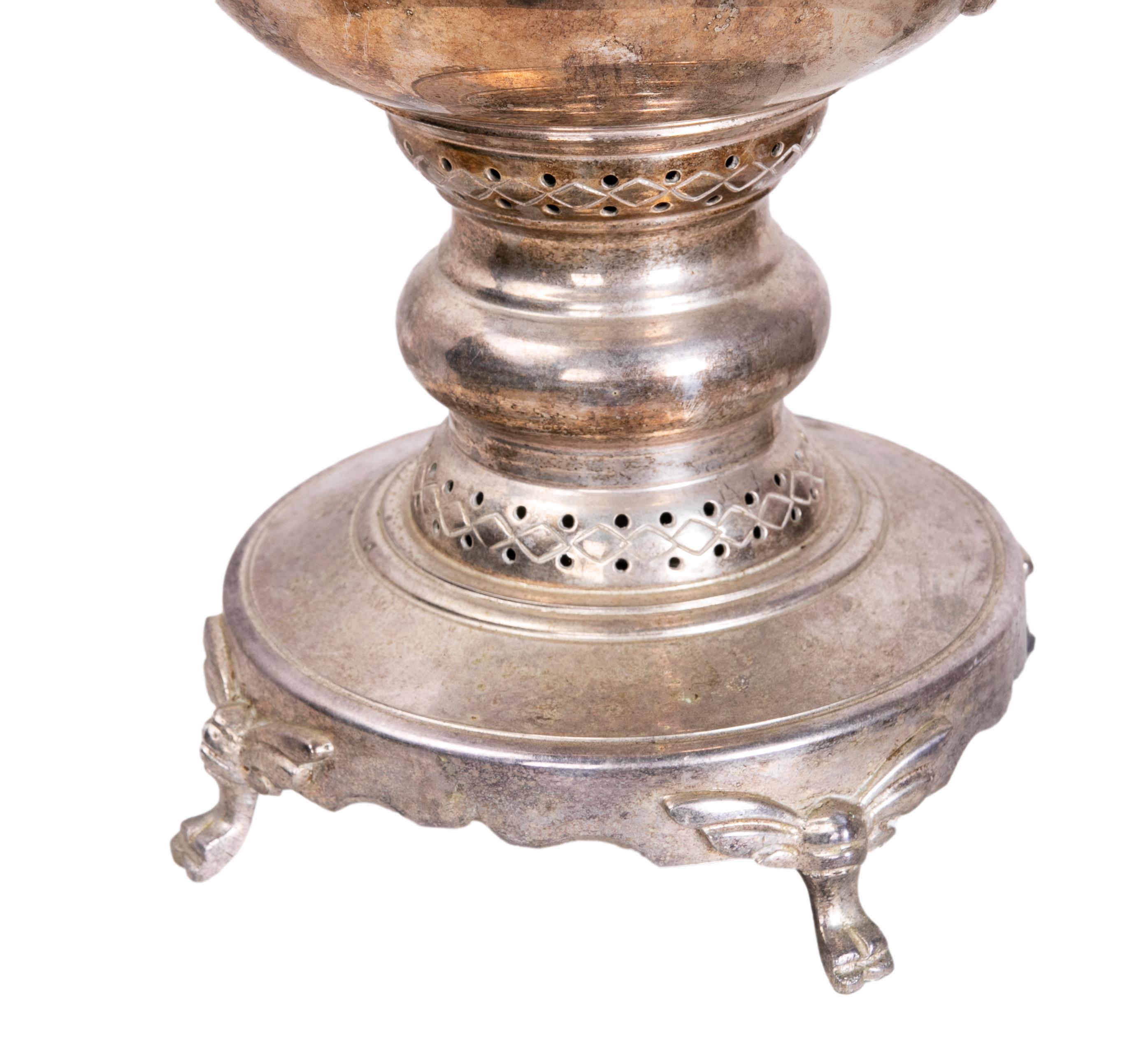 1980s Moroccan Silver-Plated Metal Samovar with Wooden Handles 3