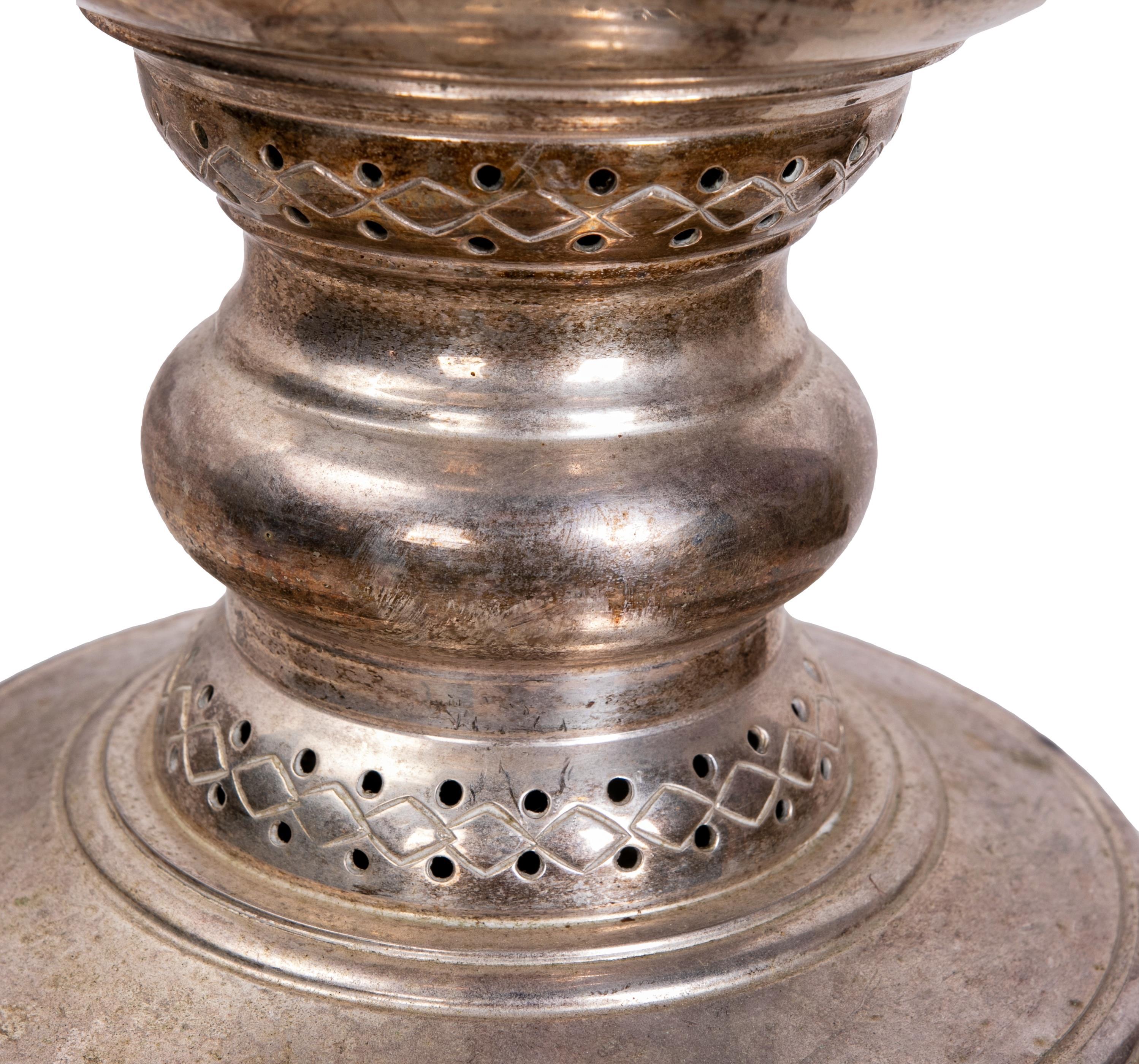 1980s Moroccan Silver-Plated Metal Samovar with Wooden Handles 10