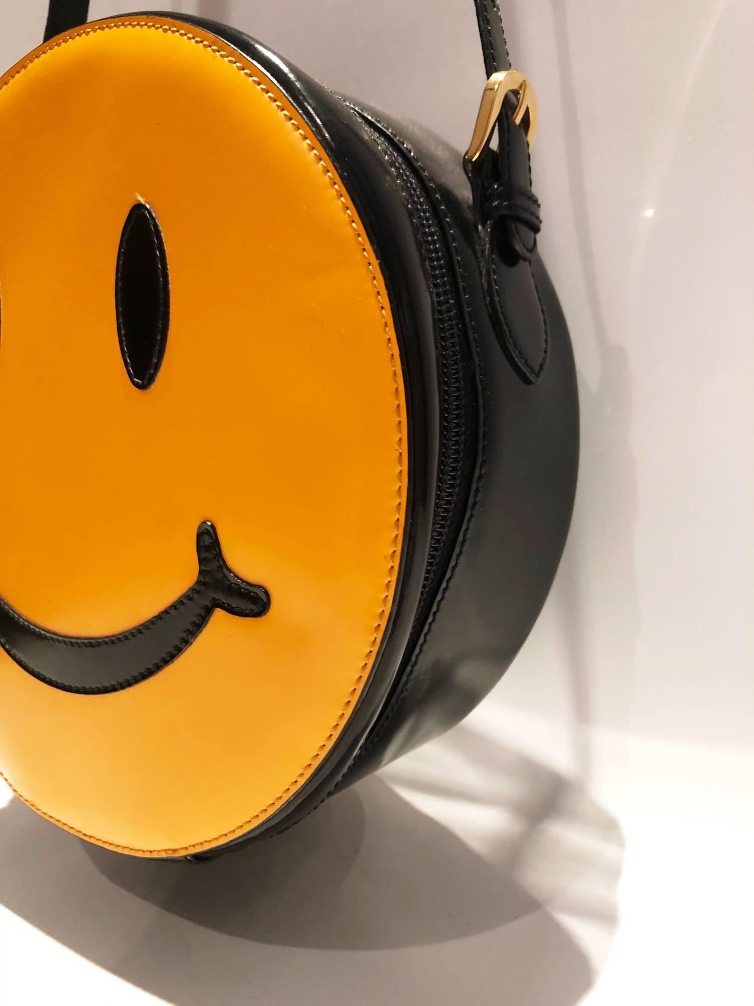 1980s Moschino acid face smiley shoulder bag
