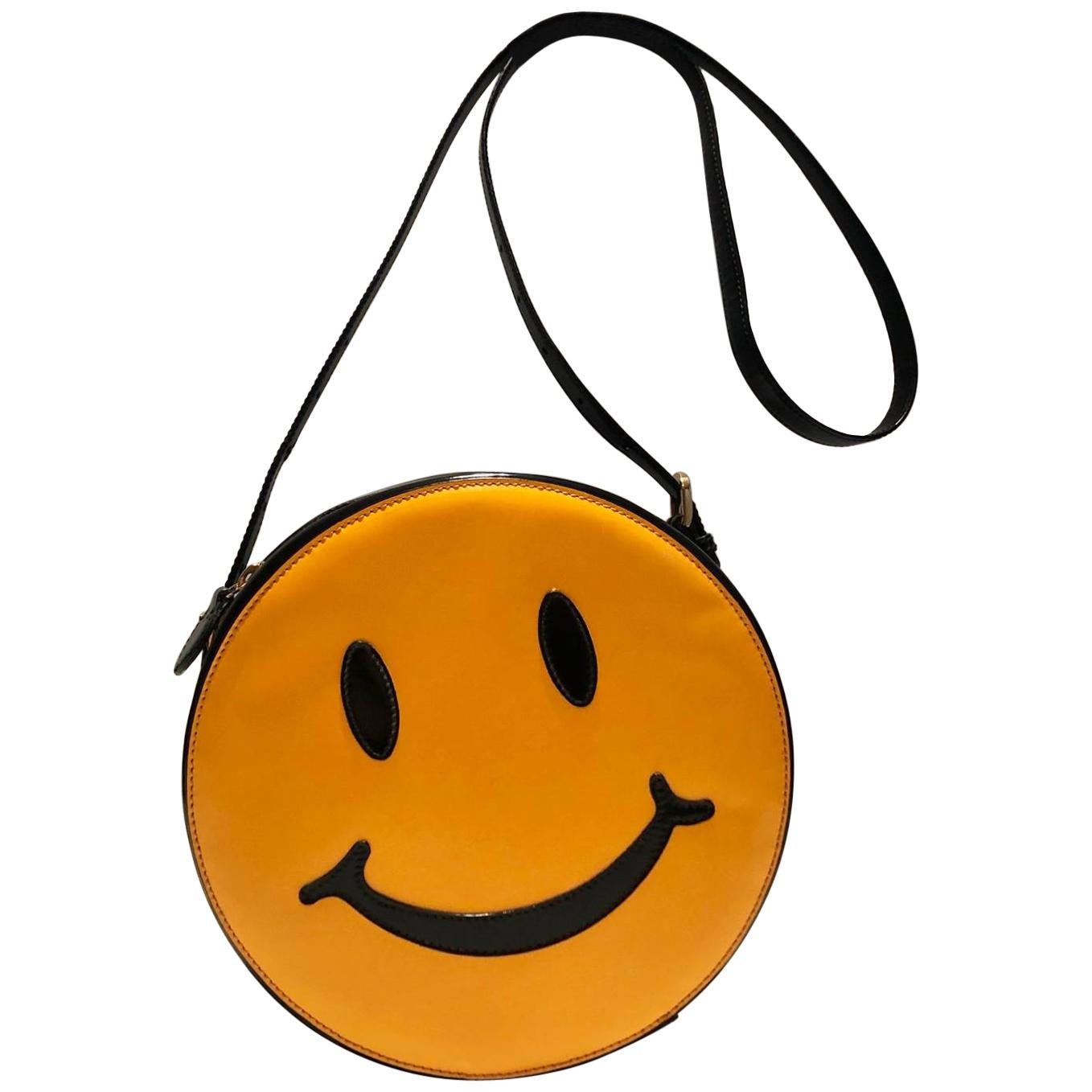 1980s Moschino acid face smiley shoulder bag at 1stDibs  moschino smiley  bag, moschino smiley face bag, smiley face purse