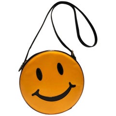 sac à bandoulière Moschino des années 1980 à visage acide et smiley