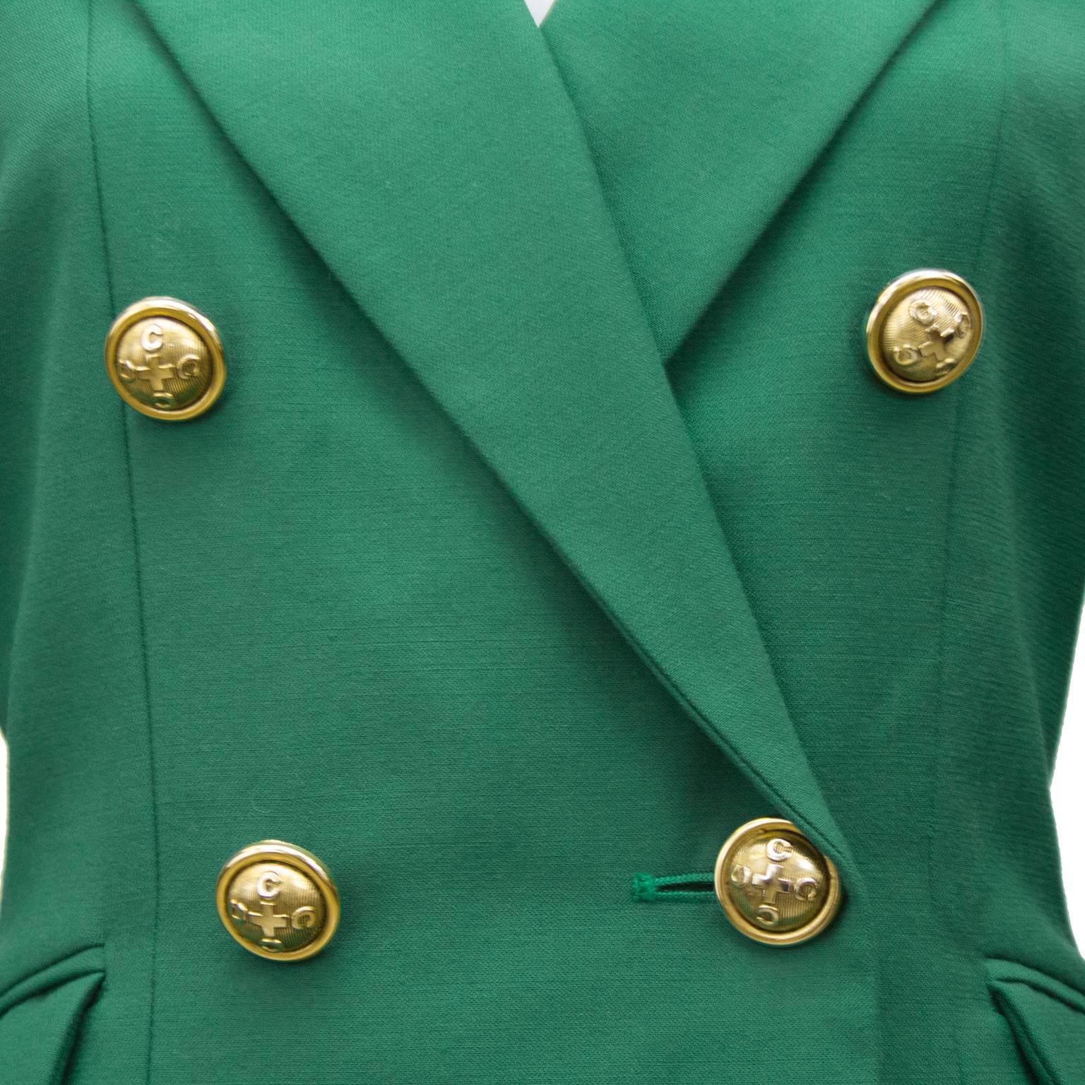 Tailleur jupe en laine vert Kelly Moschino Cheap and Chic des années 1980  Excellent état - En vente à Toronto, Ontario