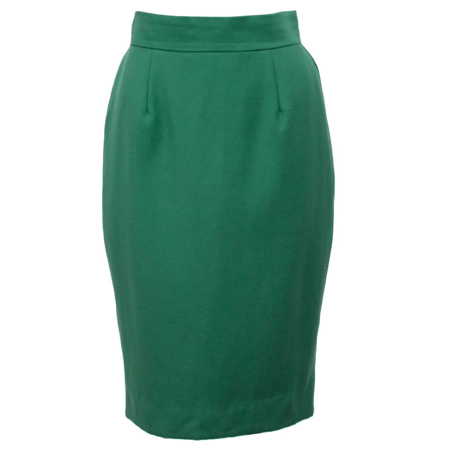 1980s Moschino Cheap and Chic Kelly Green Wool Skirt Suit For Sale at ...