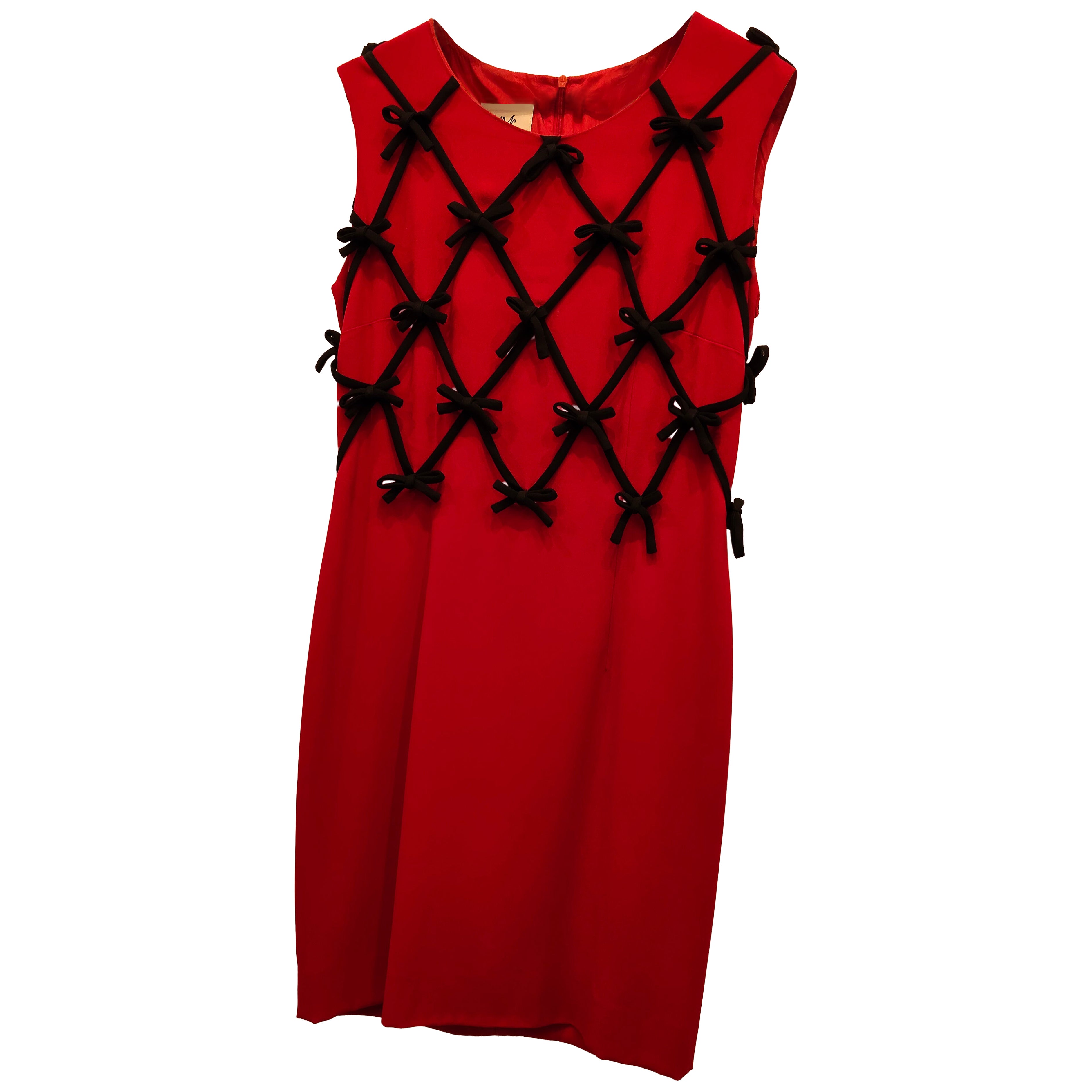 1980s Moschino Cheap and Chic Red black bows dress size 42