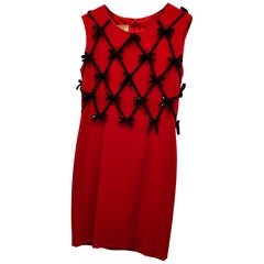 1980s Moschino Cheap and Chic Red black bows dress size 42