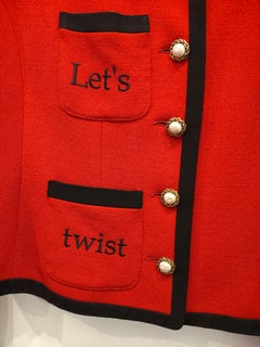 1980s Moschino Cheap & Chic "Let's twist again!" Red and black jacket