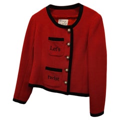 1980s Moschino Cheap & Chic "Let's twist again!" Red and black jacket