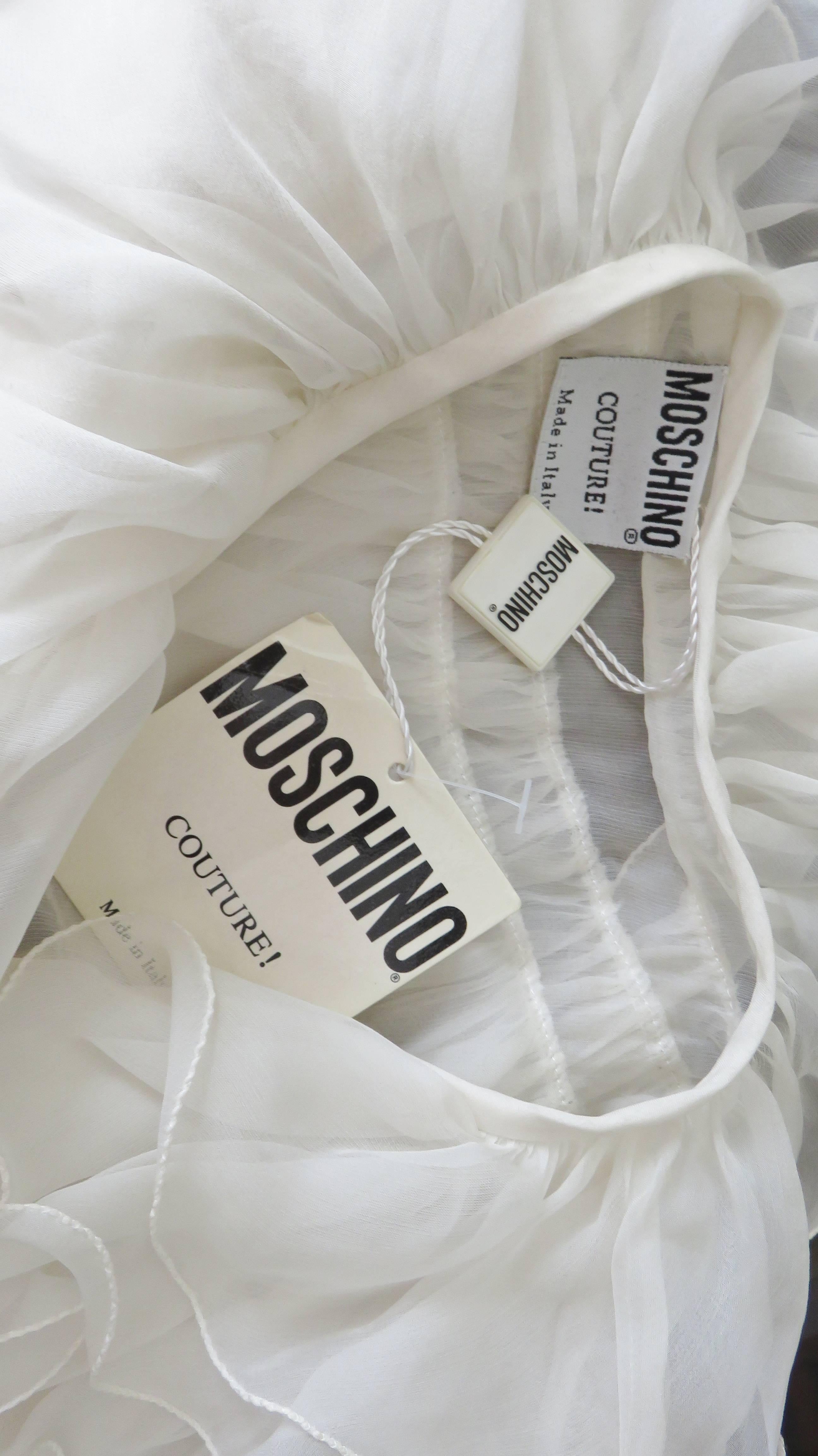 Moschino Couture New Wrap Ruffle Silk Top 1980s 3