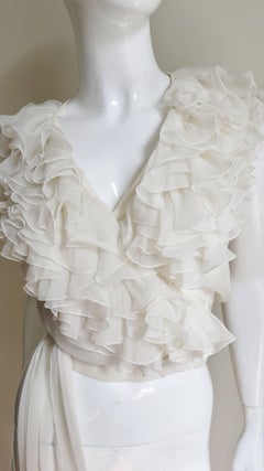 Moschino Couture New Wrap Ruffle Silk Top 1980s