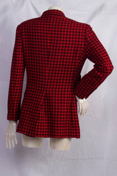1980s Moschino Couture Pied de Poule red and black jacket