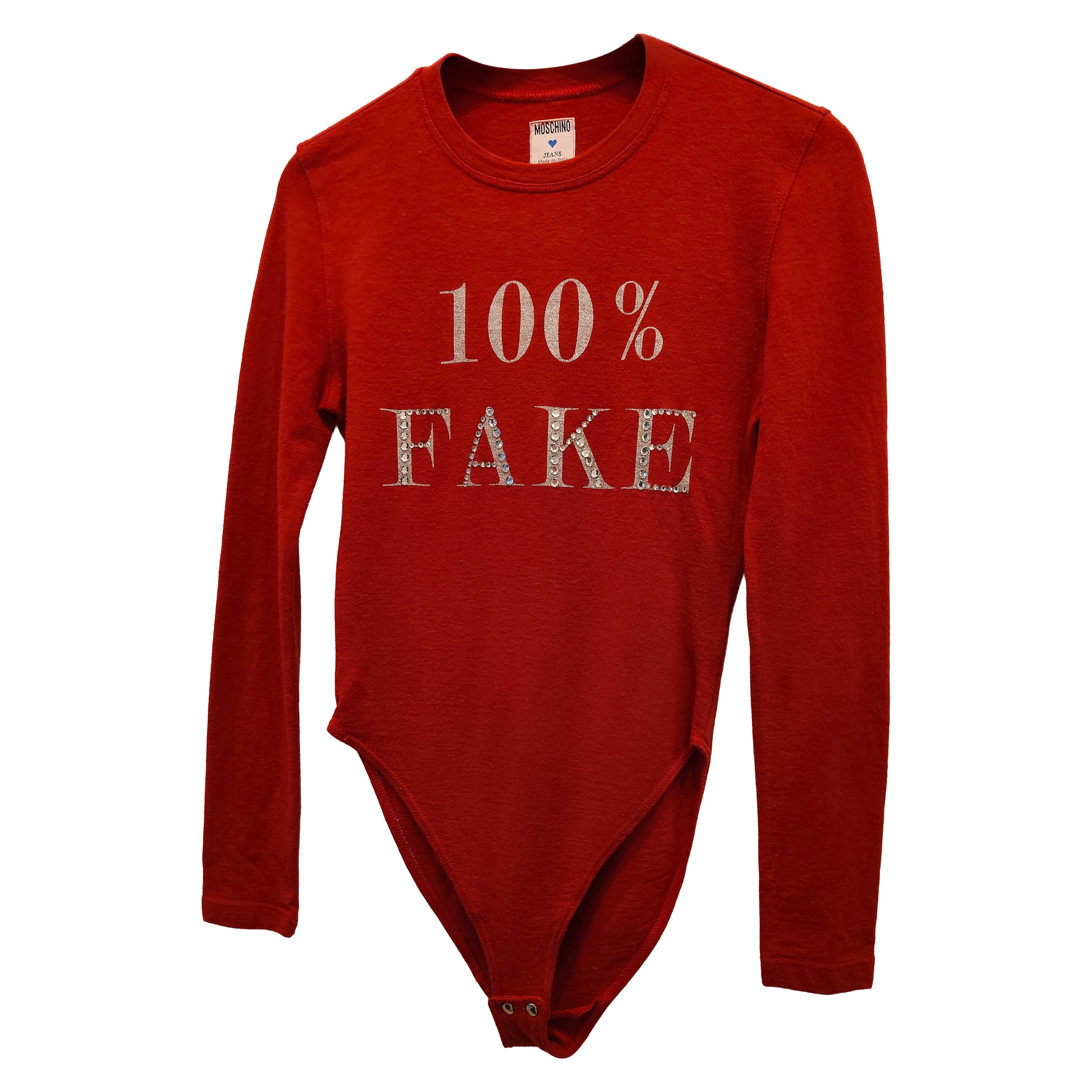 1980s Moschino jeans Red body long sleeves-shirt size M For Sale