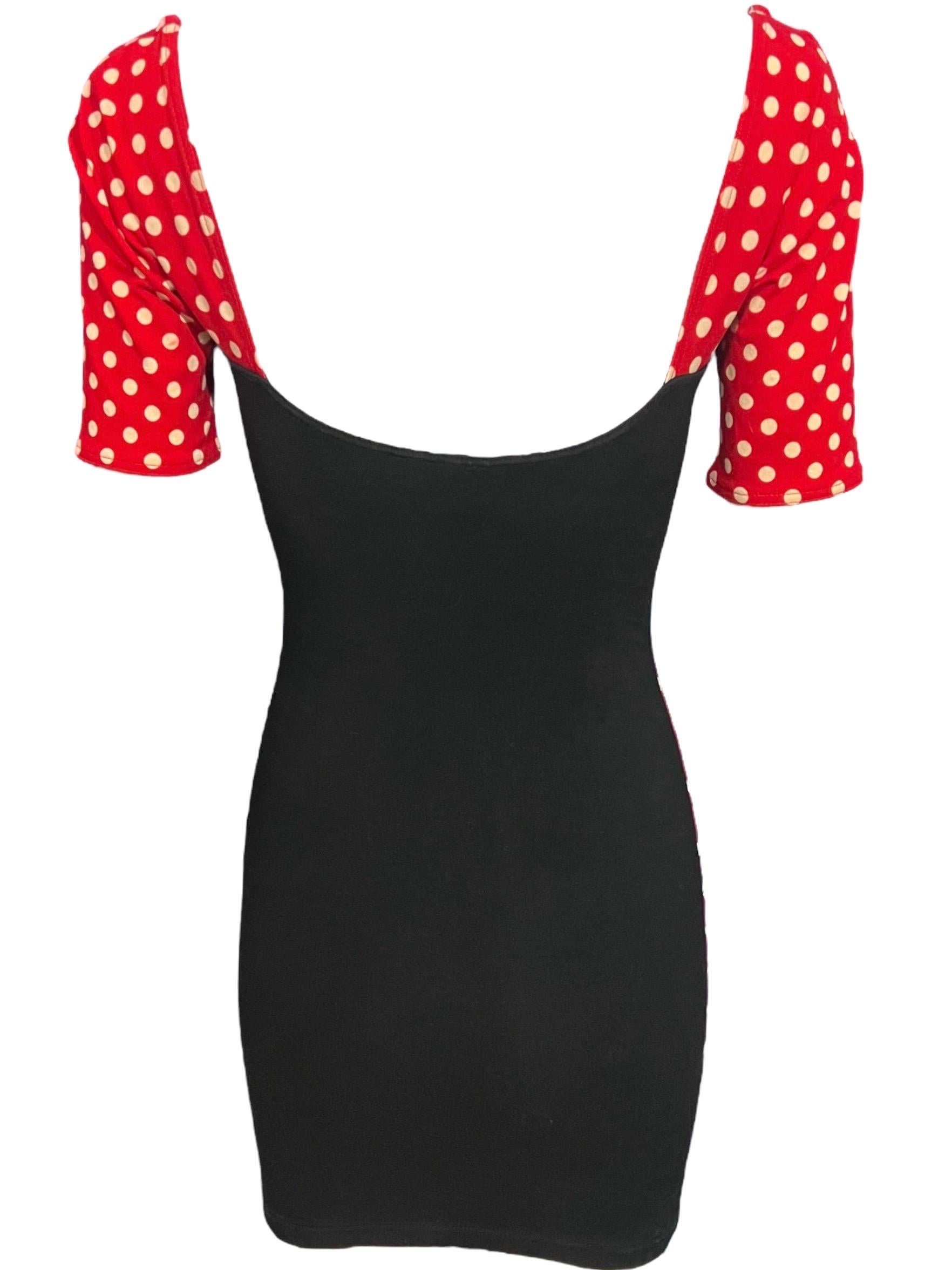 1980’s Moschino Mare Vintage Minnie Mouse Knit Mini Dress In Good Condition For Sale In Concord, NC