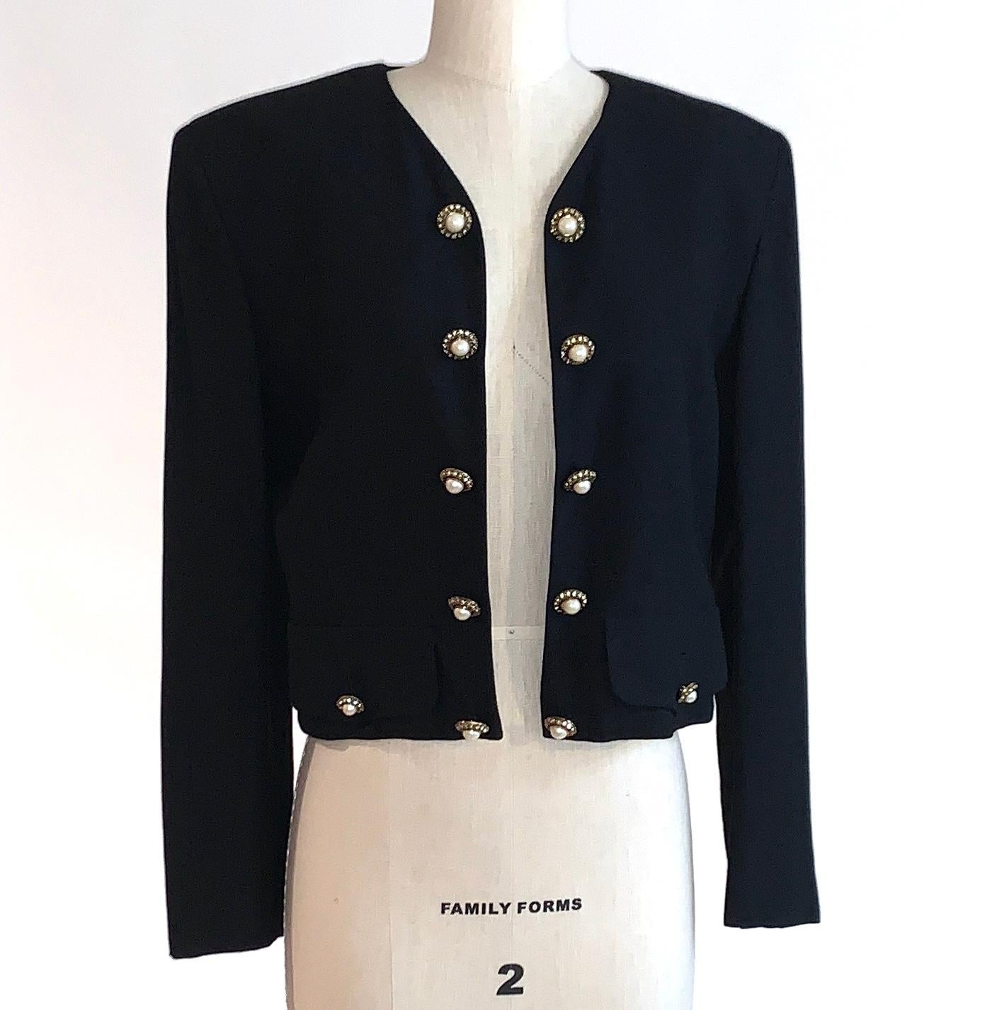 1980s Moschino Peace & Pearls Embellished Jacket In Good Condition In San Francisco, CA